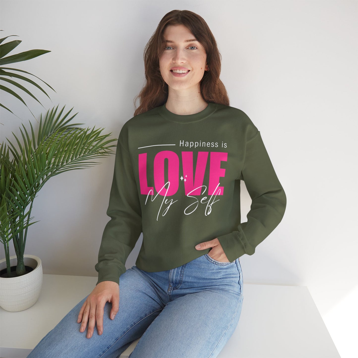 💖Happiness Is… Loving Myself - A Crewneck Sweatshirt for Self-Love Days