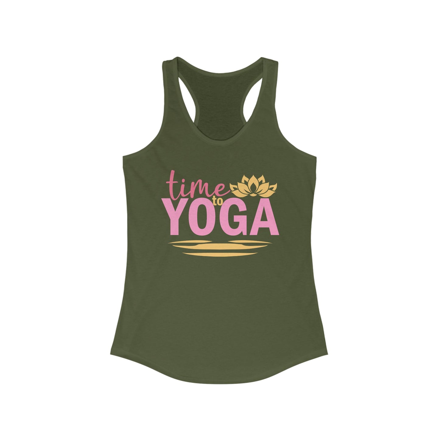 "Time to Yoga" - Flow into Presence Women's Racerback Tank Top - Relaxed Fit for Yoga and Fitness Enthusiasts