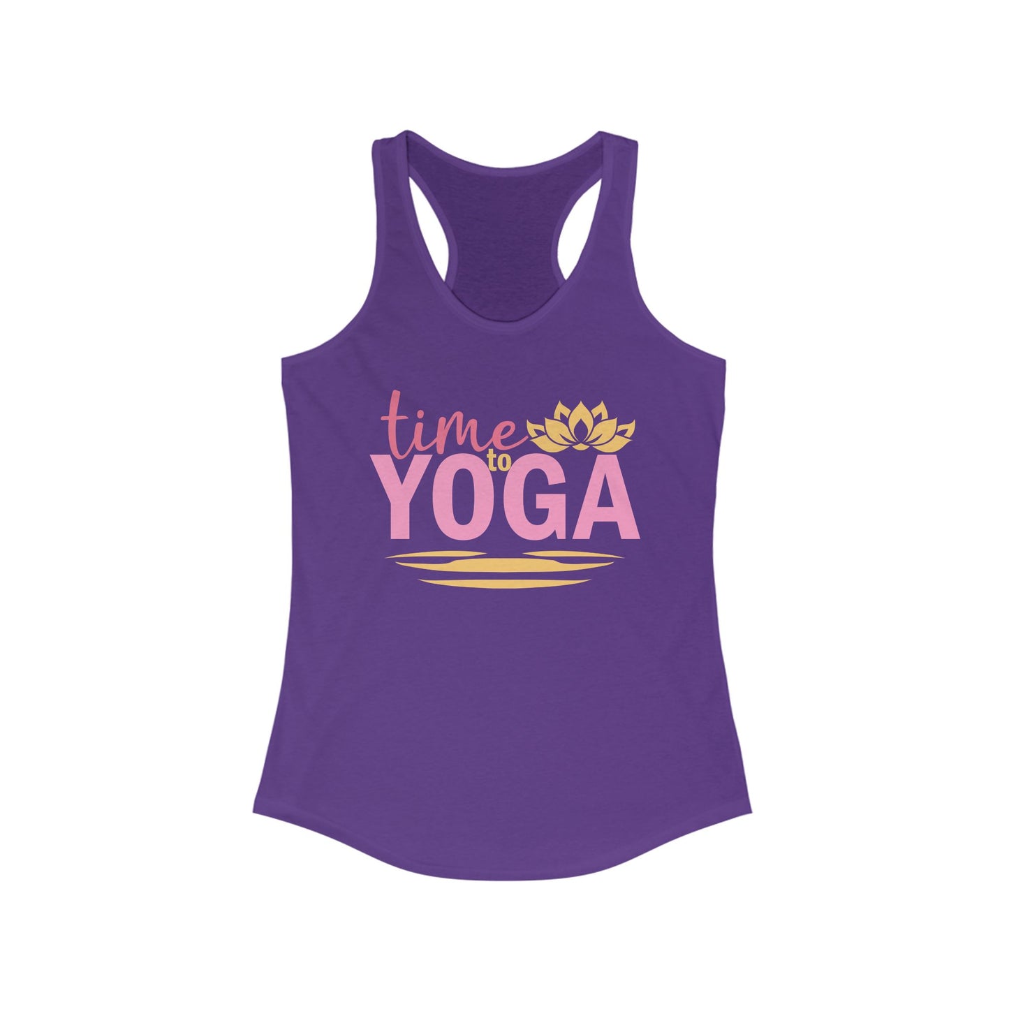 "Time to Yoga" - Flow into Presence Women's Racerback Tank Top - Relaxed Fit for Yoga and Fitness Enthusiasts