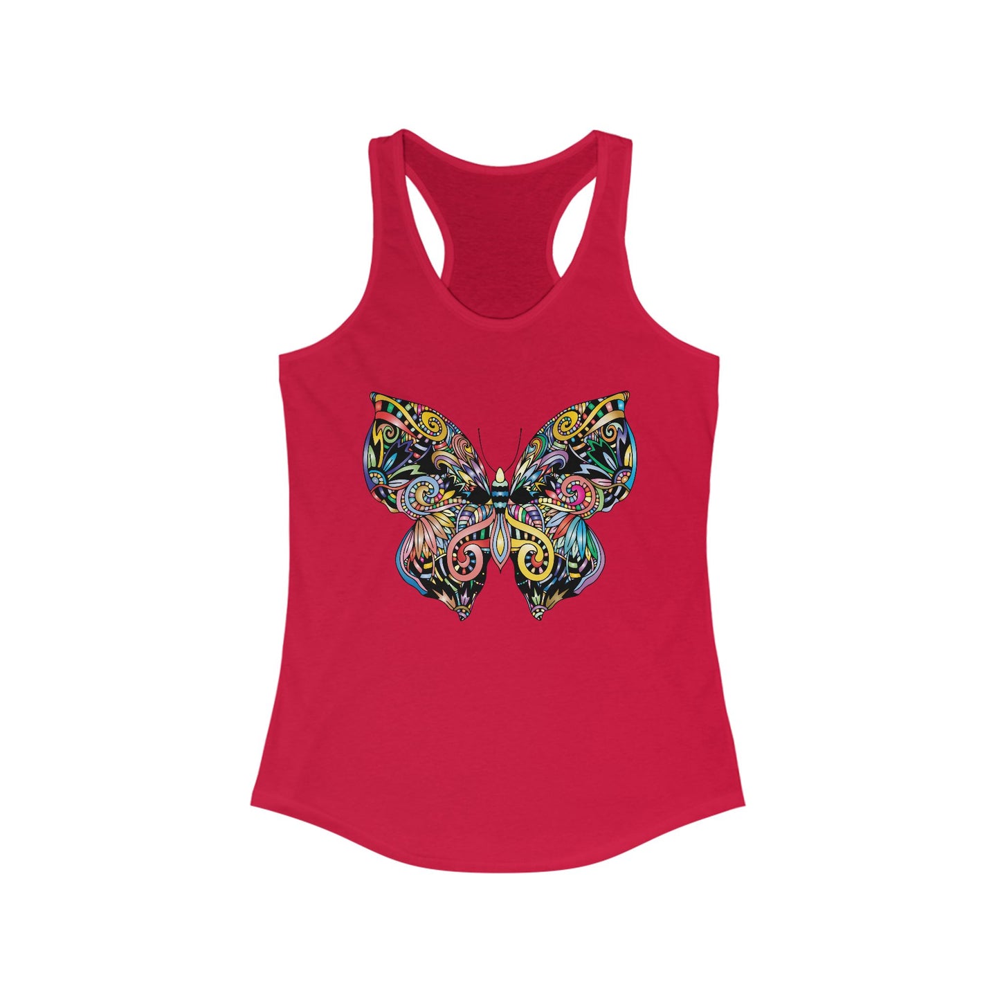 Free Spirit Racerback Tank – Vibrant Floral Butterfly Design