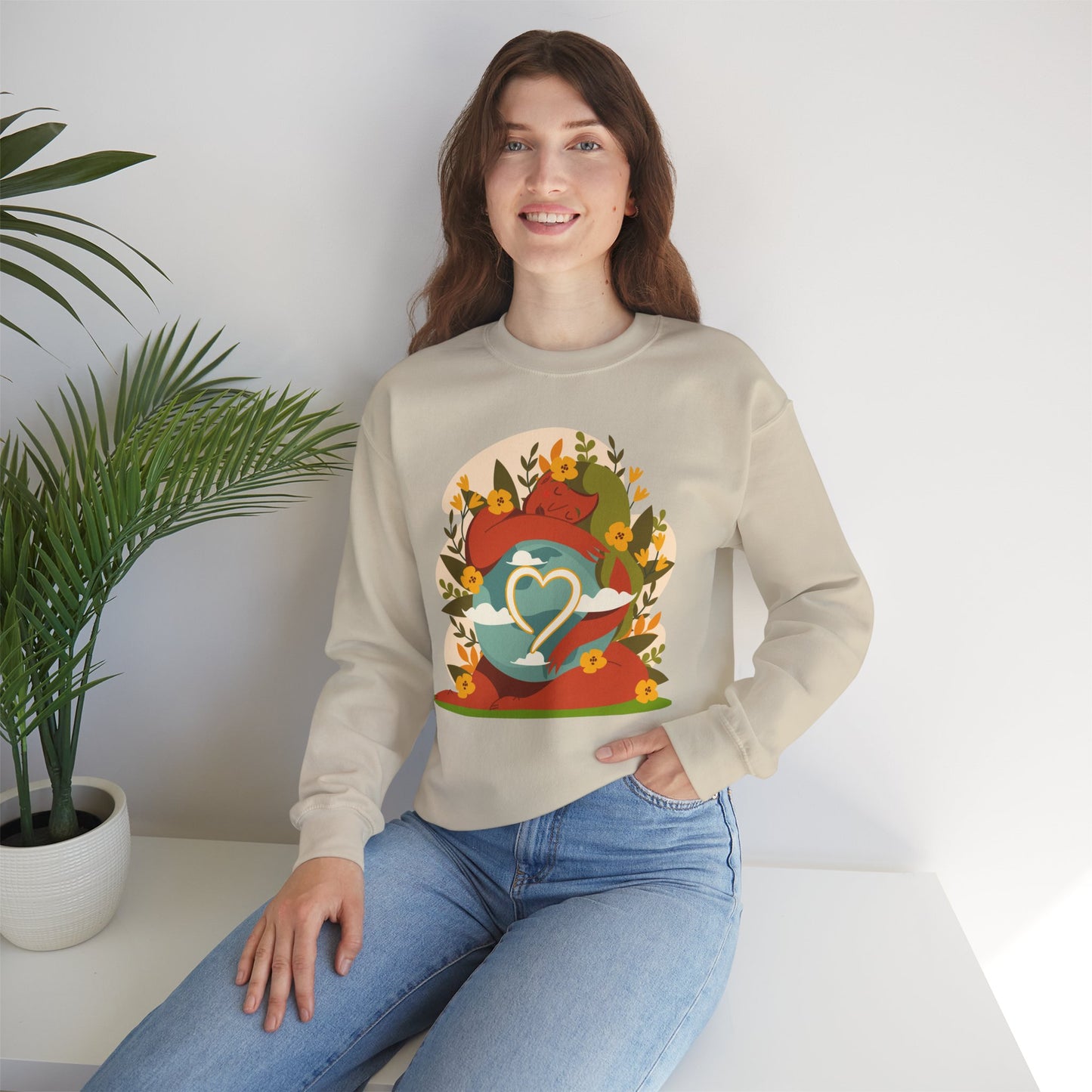 🌸She Who Holds the World - Mother Earth Embrace Sweatshirt