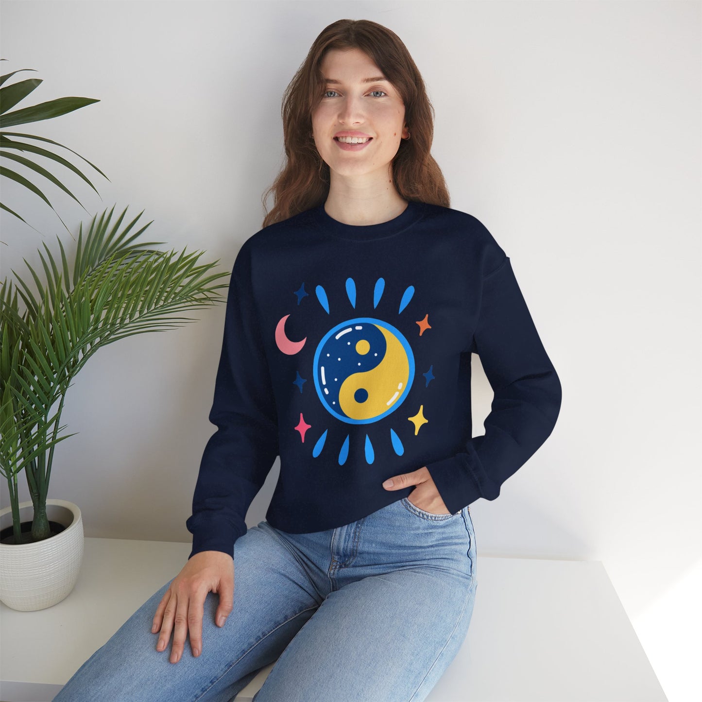 🌗Lunar Balance - Cosmic Flow Crewneck Sweatshirt
