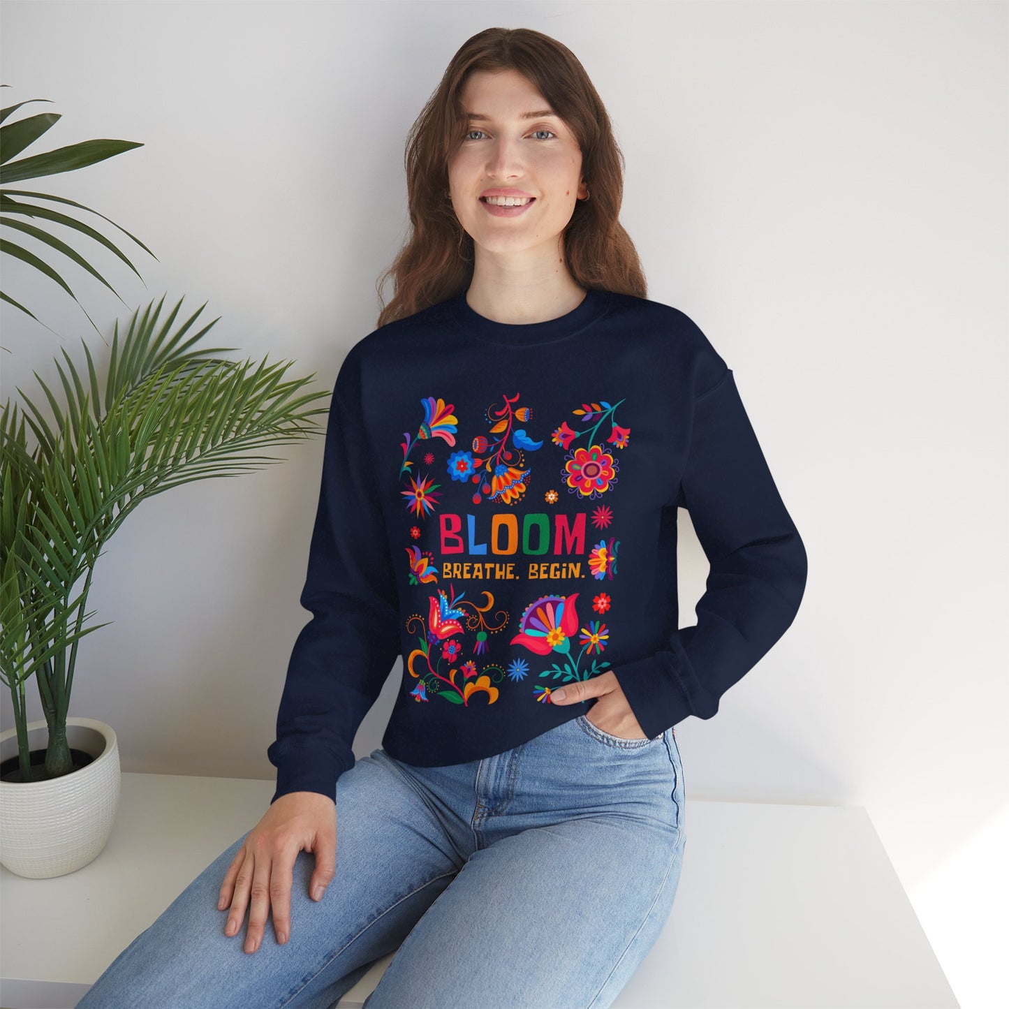 🌺Bloom. Breathe. Begin. Crewneck Sweatshirt