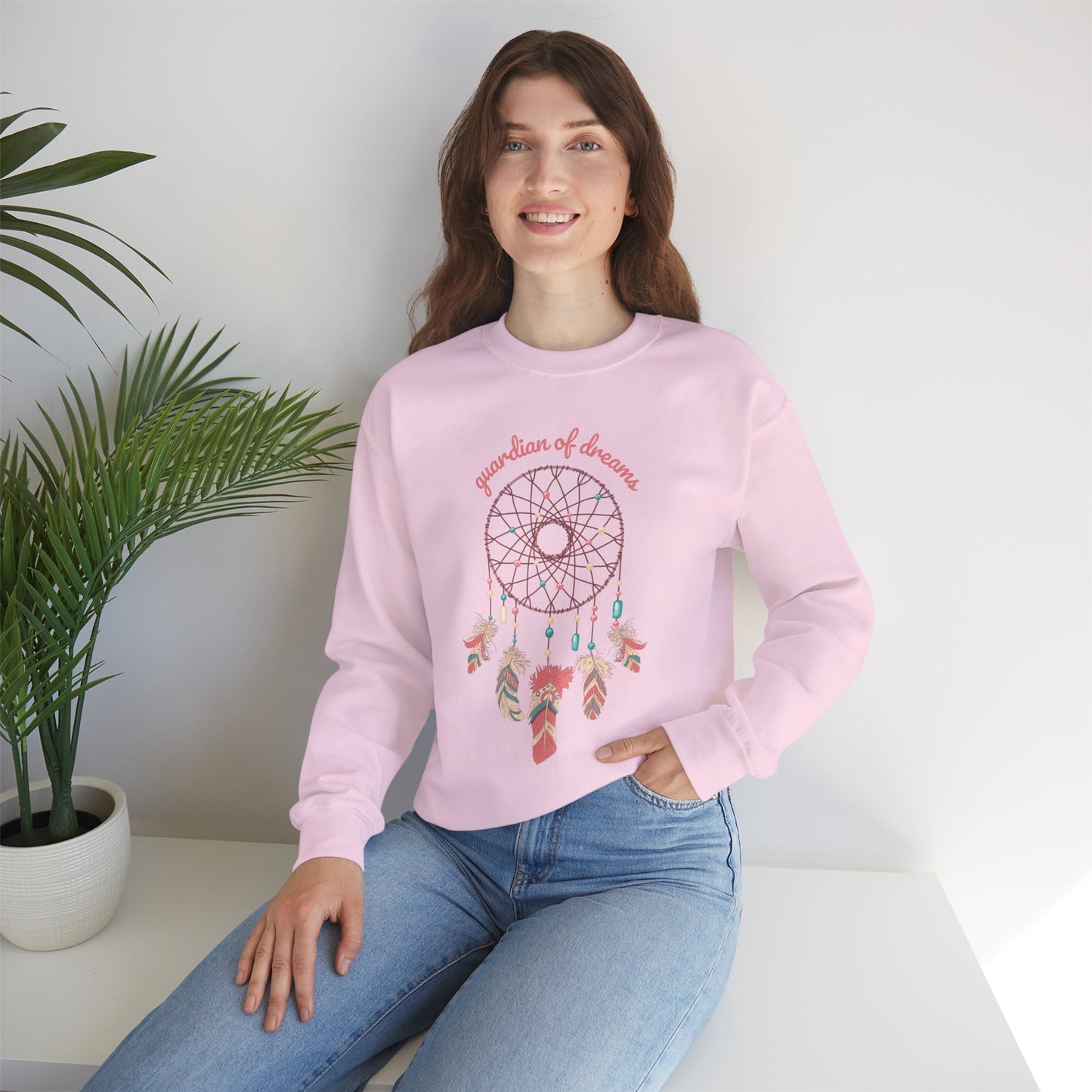 Guardian of Dreams 🌸✨ Boho Dreamcatcher Crewneck Sweatshirt