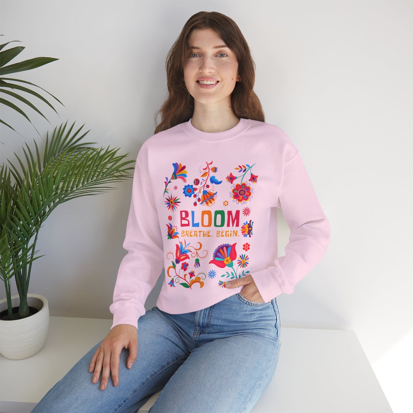 🌺Bloom. Breathe. Begin. Crewneck Sweatshirt