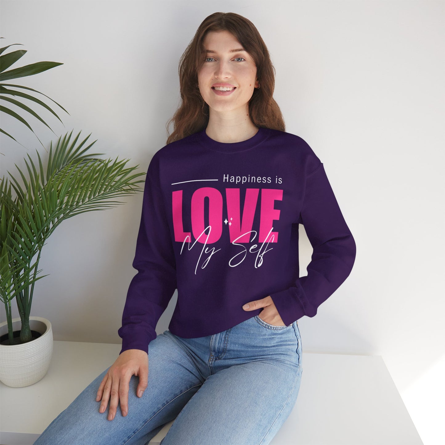 💖Happiness Is… Loving Myself - A Crewneck Sweatshirt for Self-Love Days
