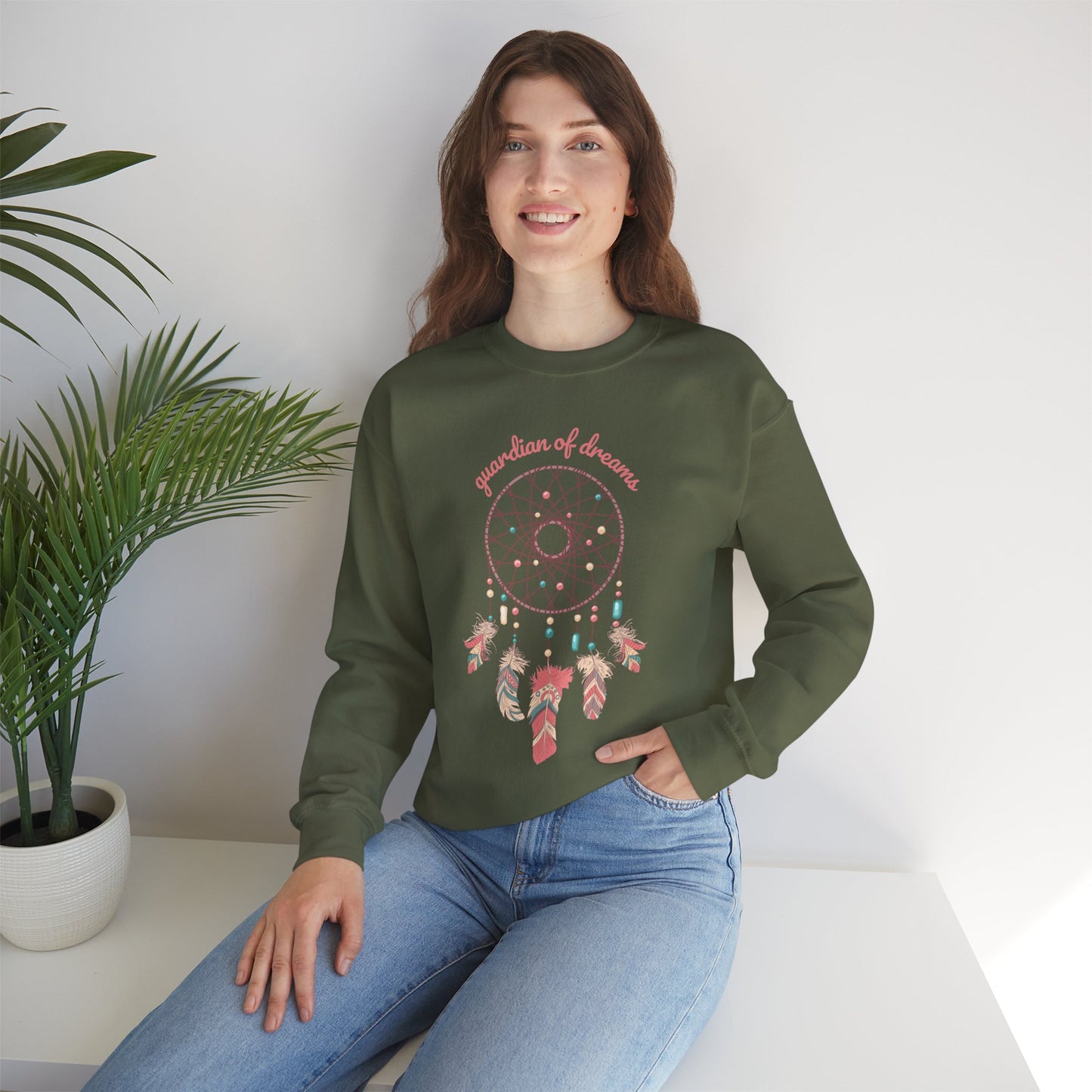 Guardian of Dreams 🌸✨ Boho Dreamcatcher Crewneck Sweatshirt