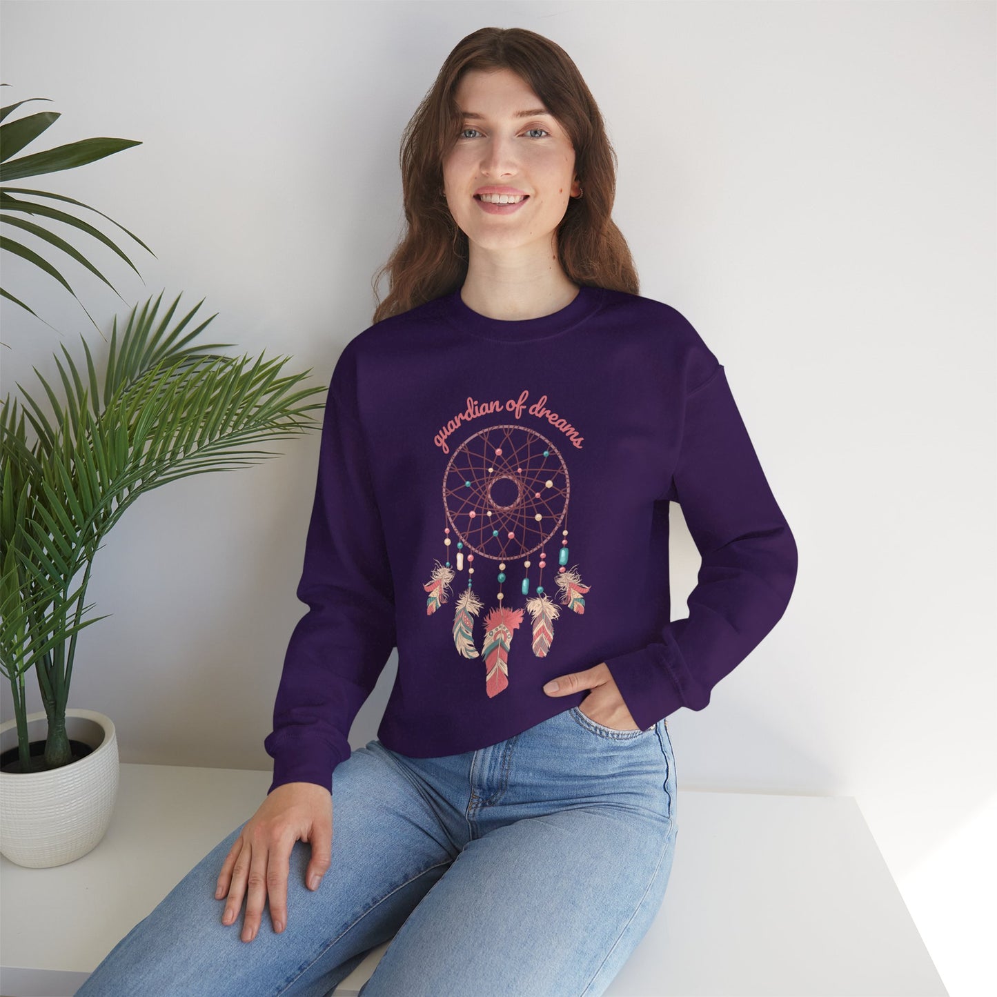 Guardian of Dreams 🌸✨ Boho Dreamcatcher Crewneck Sweatshirt