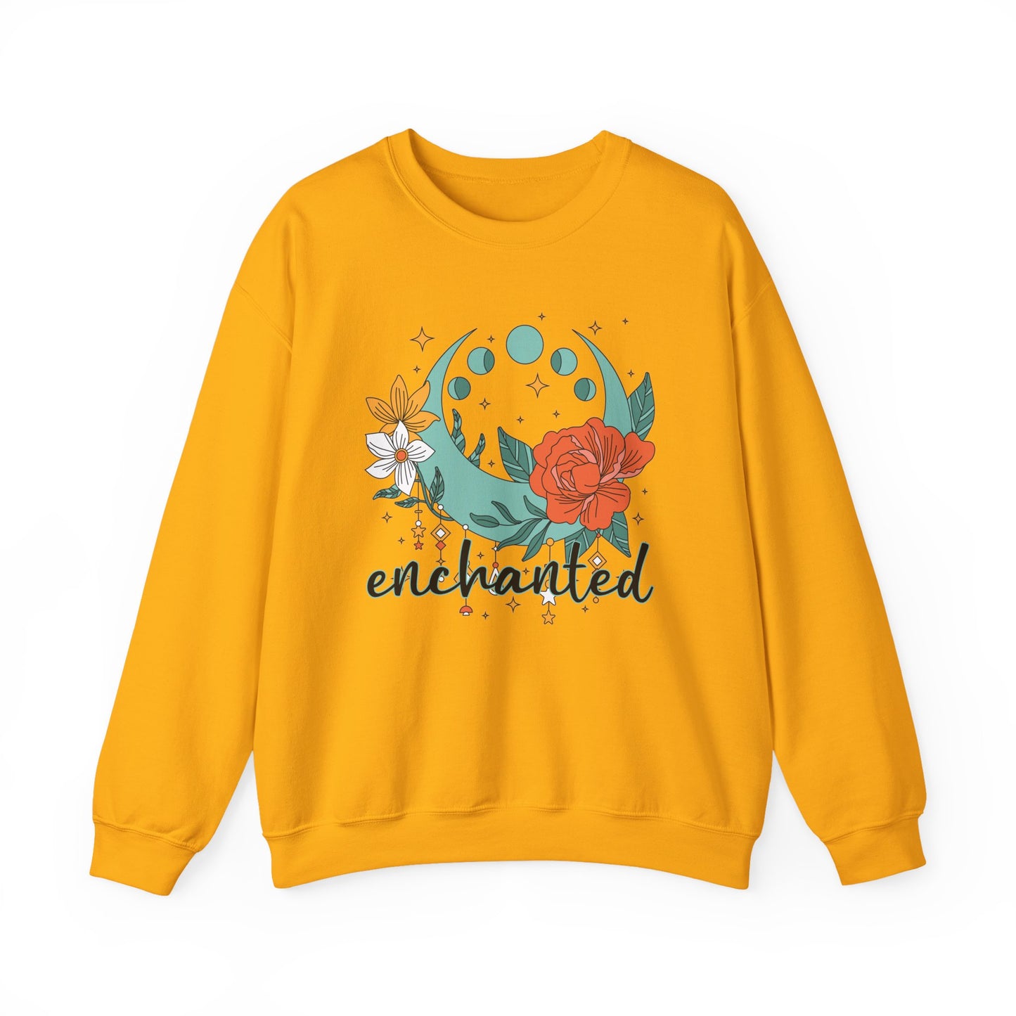 🌸🌙Enchanted — Moon Phases & Floral Comfort Crewneck Sweatshirt