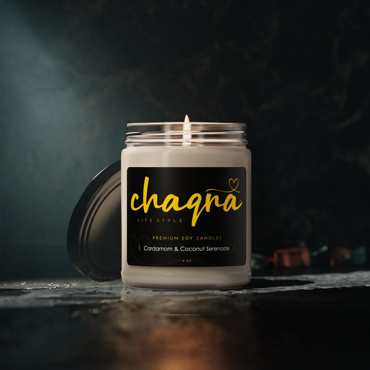CHAQRA Premium Soy Candles - CARDAMOM & COCONUT SERENADE, 9oz