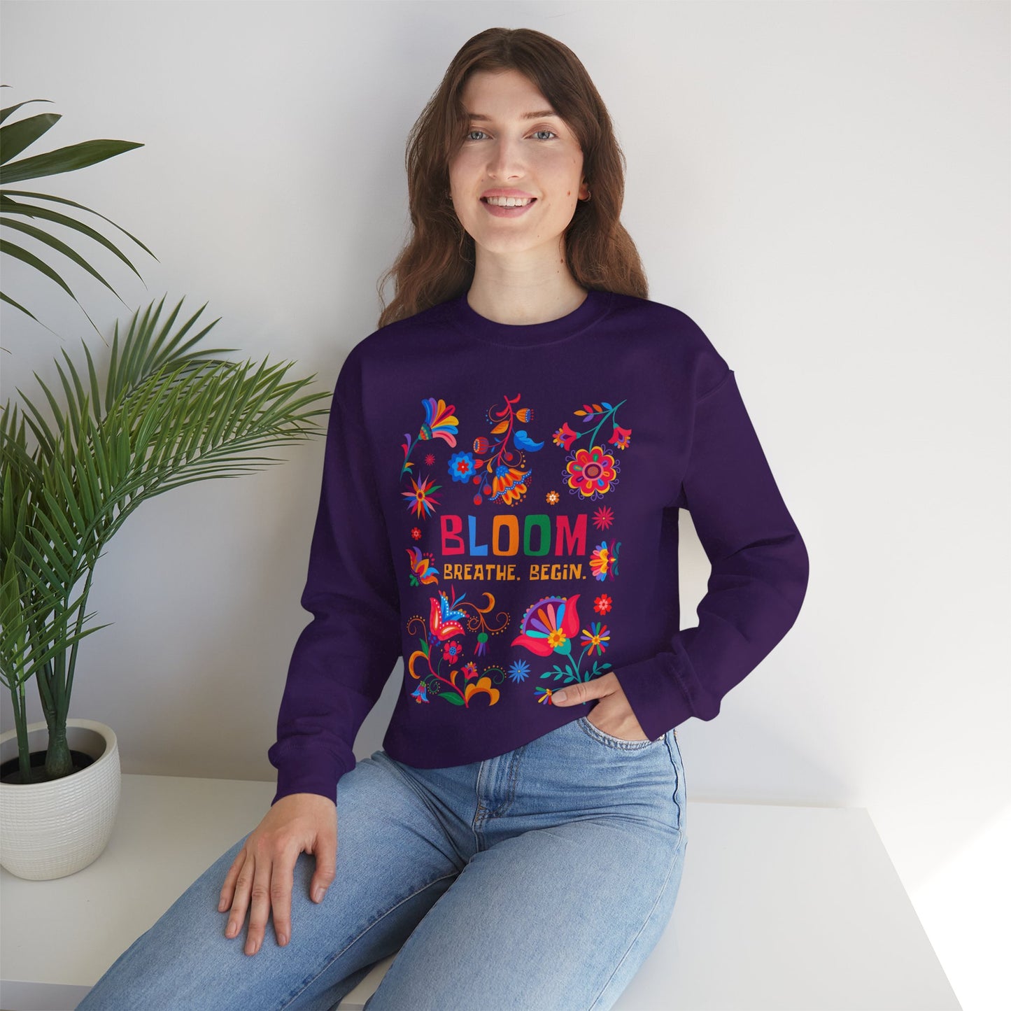 🌺Bloom. Breathe. Begin. Crewneck Sweatshirt