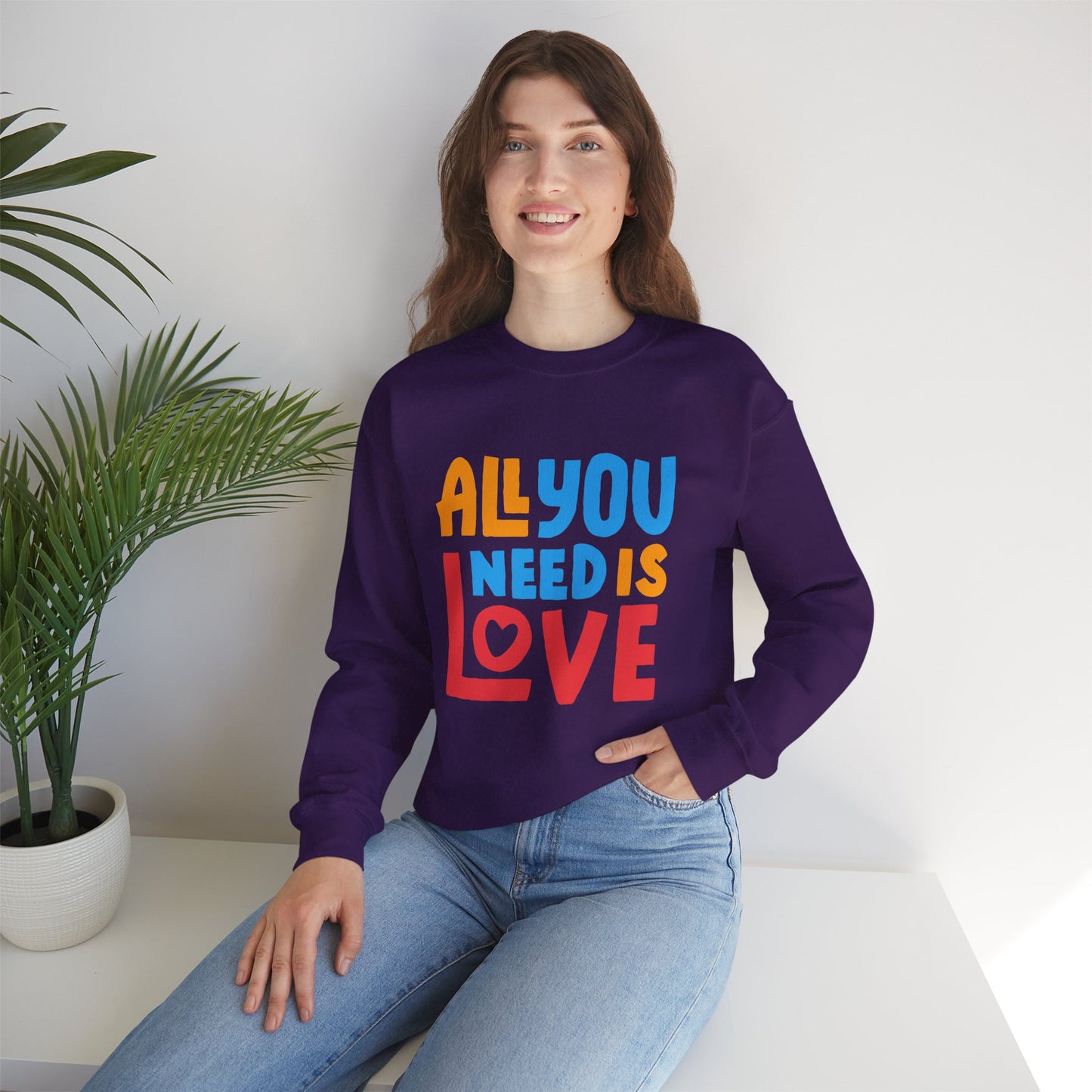 💖All You Need Is Love - Rainbow Affirmation Crewneck Sweatshirt