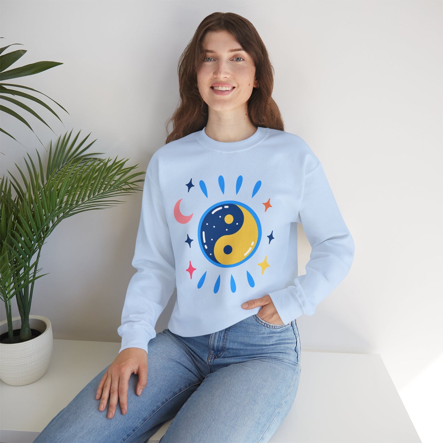 🌗Lunar Balance - Cosmic Flow Crewneck Sweatshirt