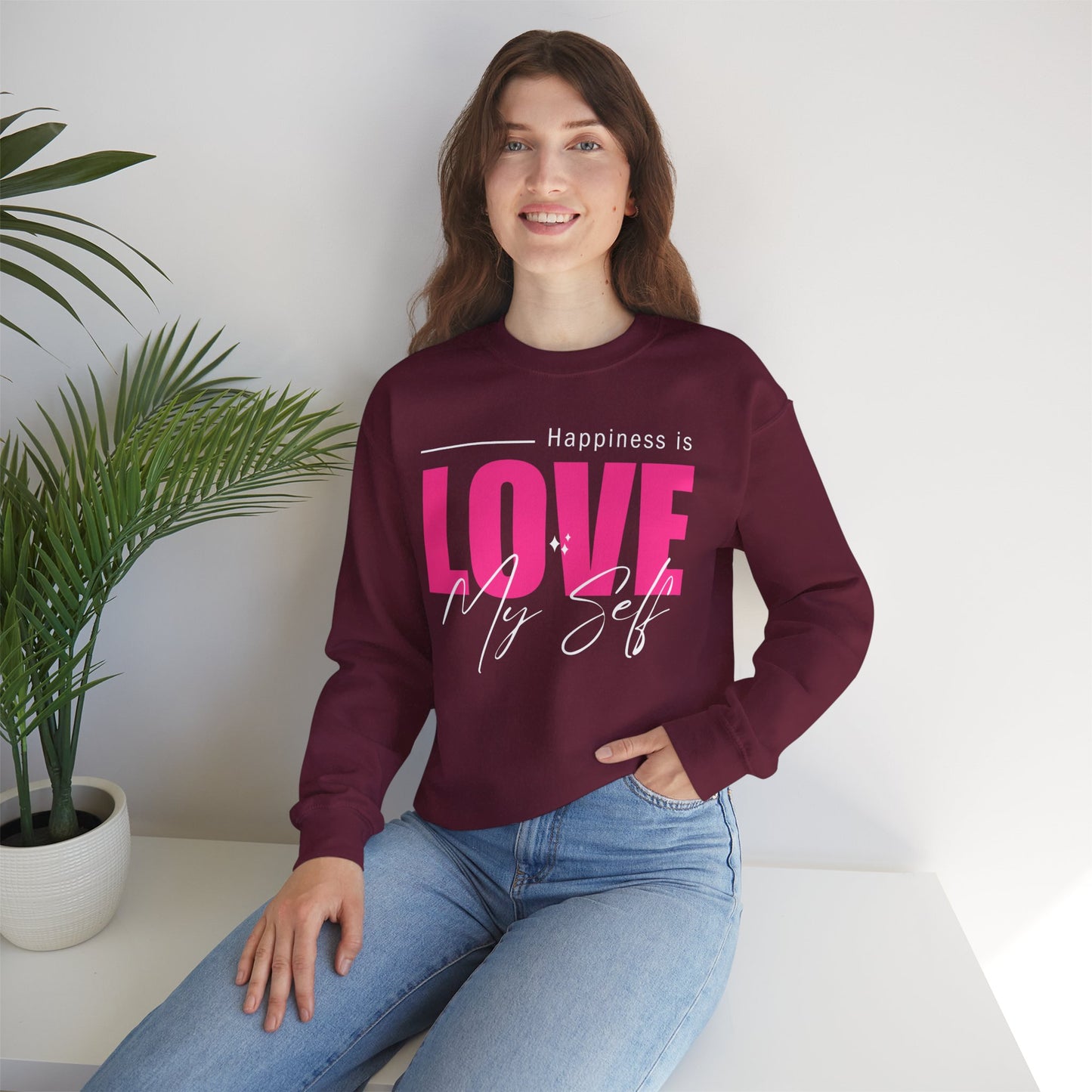 💖Happiness Is… Loving Myself - A Crewneck Sweatshirt for Self-Love Days