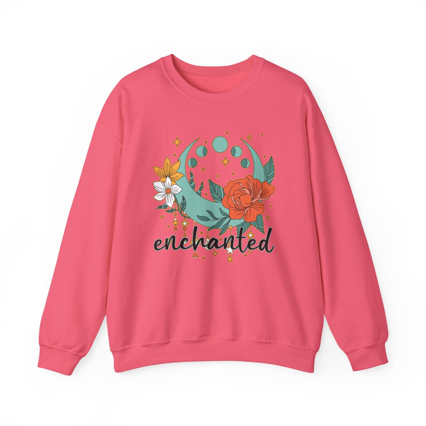 🌸🌙Enchanted — Moon Phases & Floral Comfort Crewneck Sweatshirt