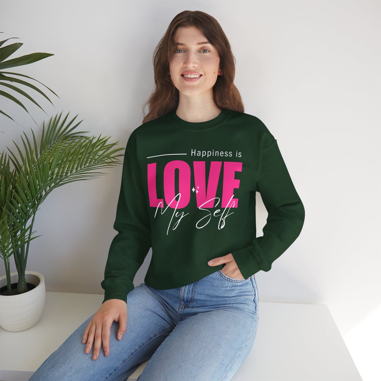 💖Happiness Is… Loving Myself - A Crewneck Sweatshirt for Self-Love Days
