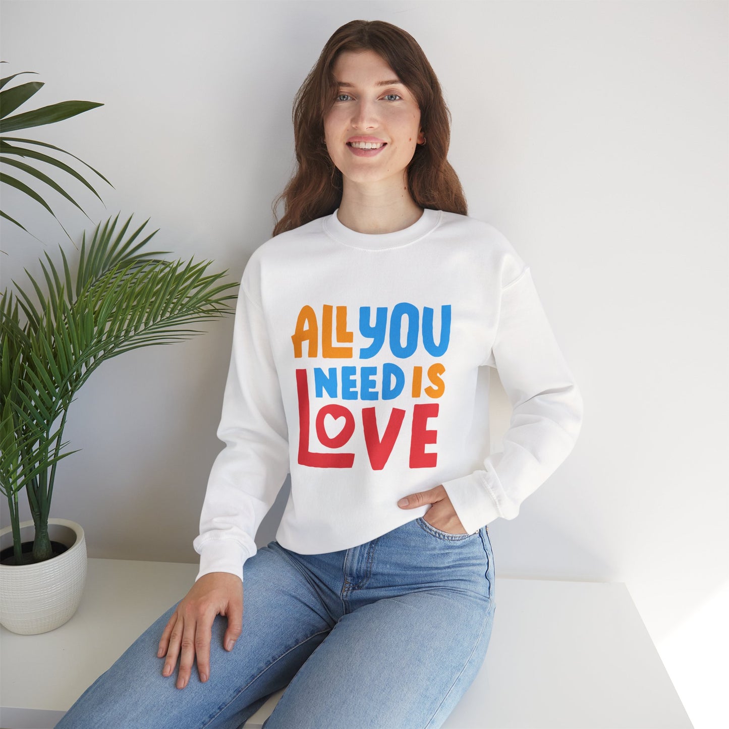 💖All You Need Is Love - Rainbow Affirmation Crewneck Sweatshirt