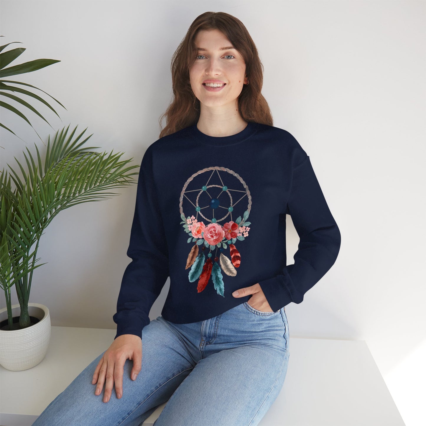 🌙Sacred Dreams - Dreamcatcher & Roses Sweatshirt