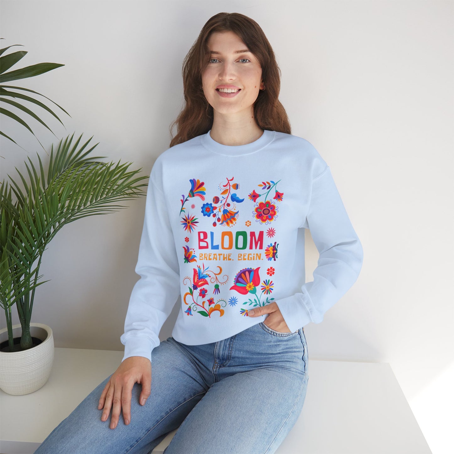 🌺Bloom. Breathe. Begin. Crewneck Sweatshirt