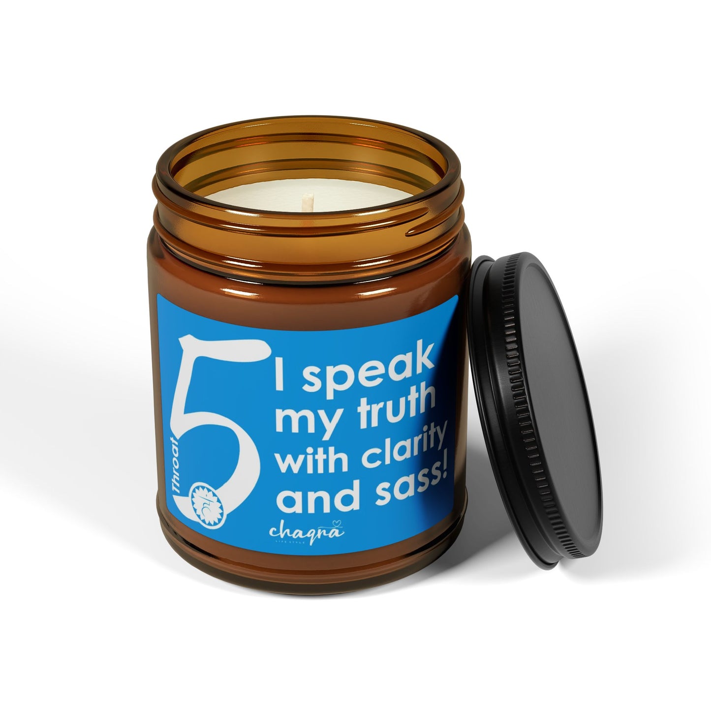 THROAT CHAQRA Affirmation Candle 9oz. - "I speak my truth with clarity and sass!" - Scented Soy Candle