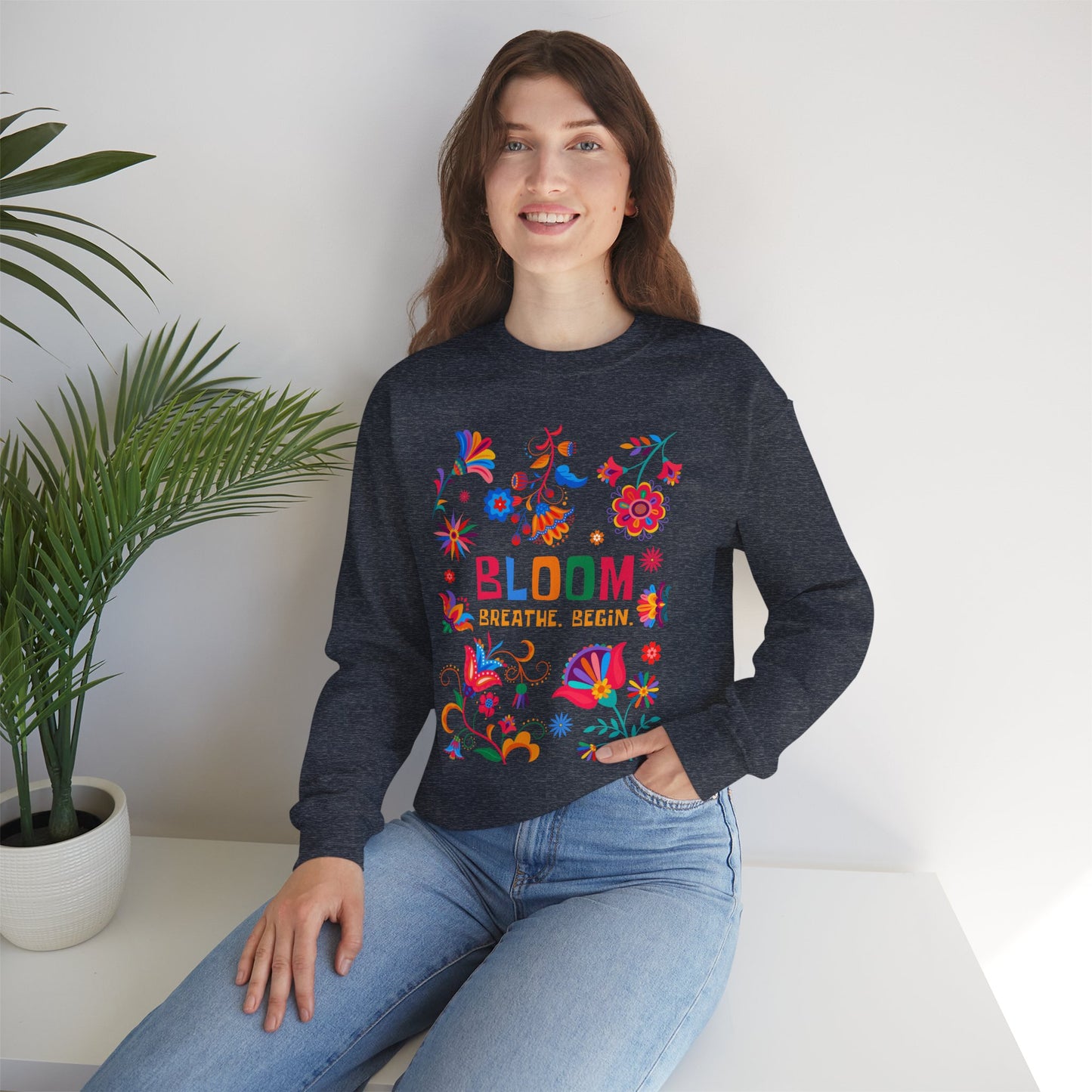 🌺Bloom. Breathe. Begin. Crewneck Sweatshirt