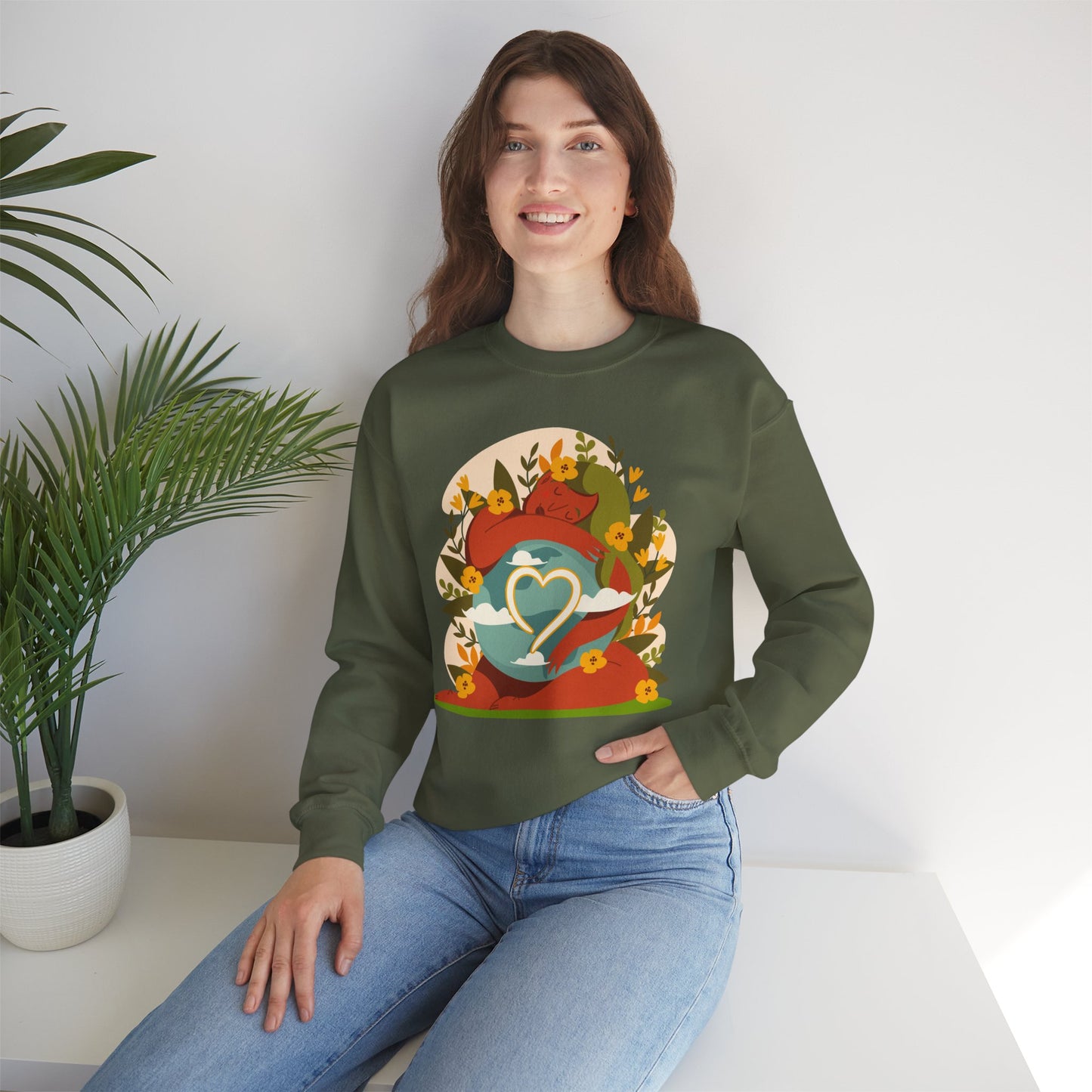 🌸She Who Holds the World - Mother Earth Embrace Sweatshirt