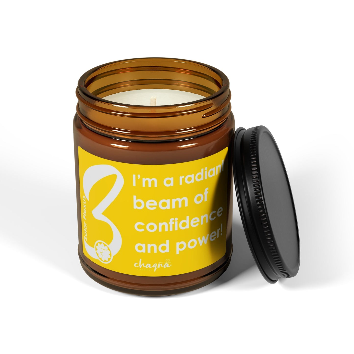 SOLAR PLEXUS CHAQRA Affirmation Candle 9oz. - "I’m a radiant beam of confidence and power!"- Scented Soy Candle