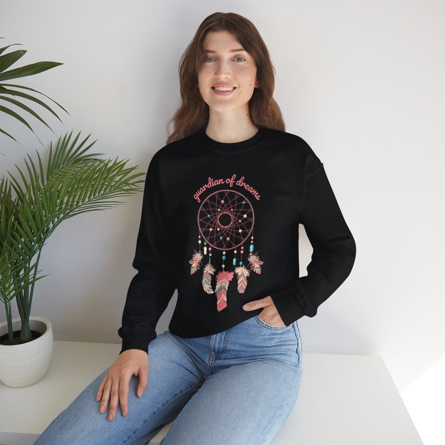Guardian of Dreams 🌸✨ Boho Dreamcatcher Crewneck Sweatshirt