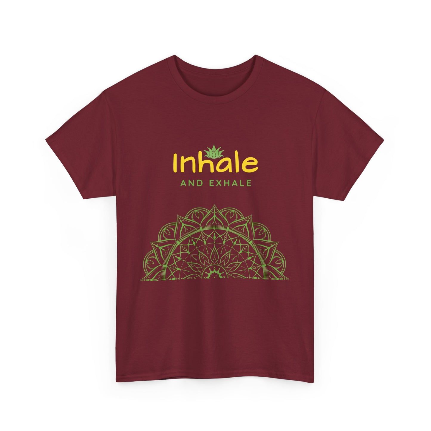 Inhale Exhale Mandala Heavy Cotton Tee - Breathe In Peace, Breathe Out Stress