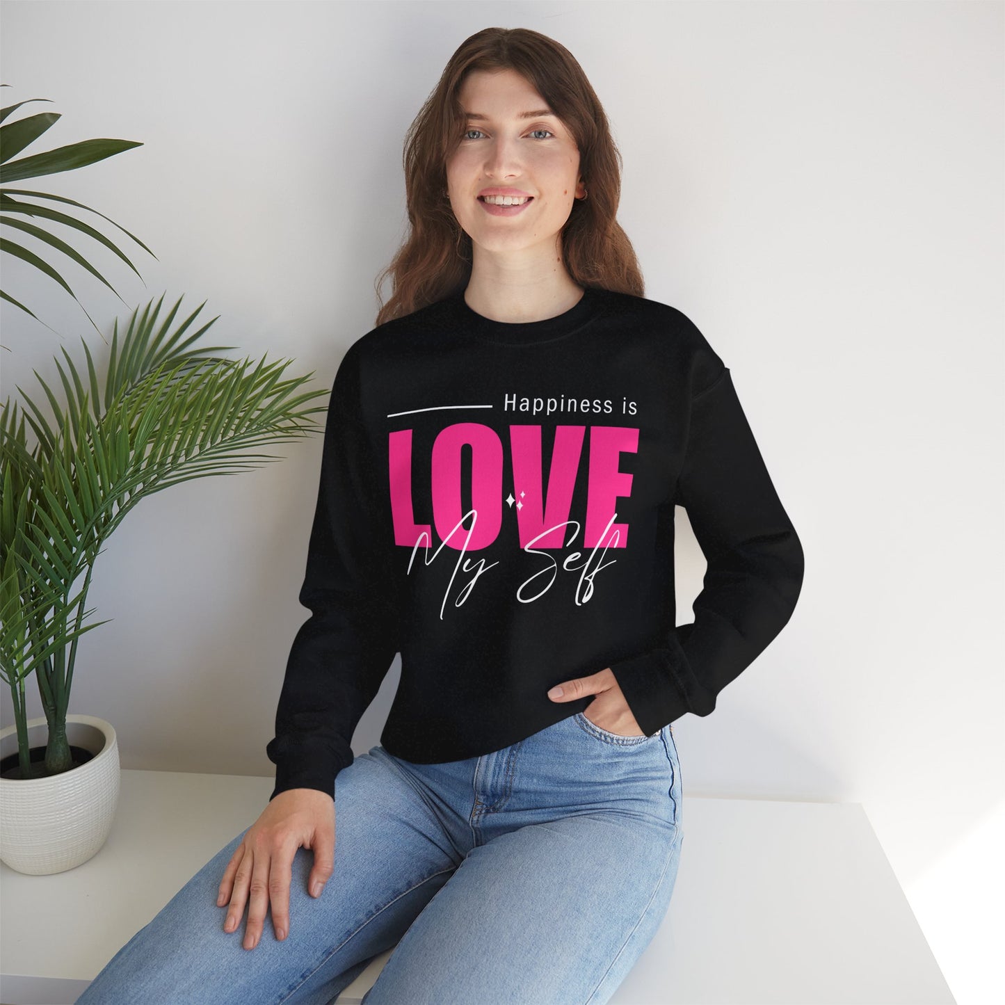💖Happiness Is… Loving Myself - A Crewneck Sweatshirt for Self-Love Days