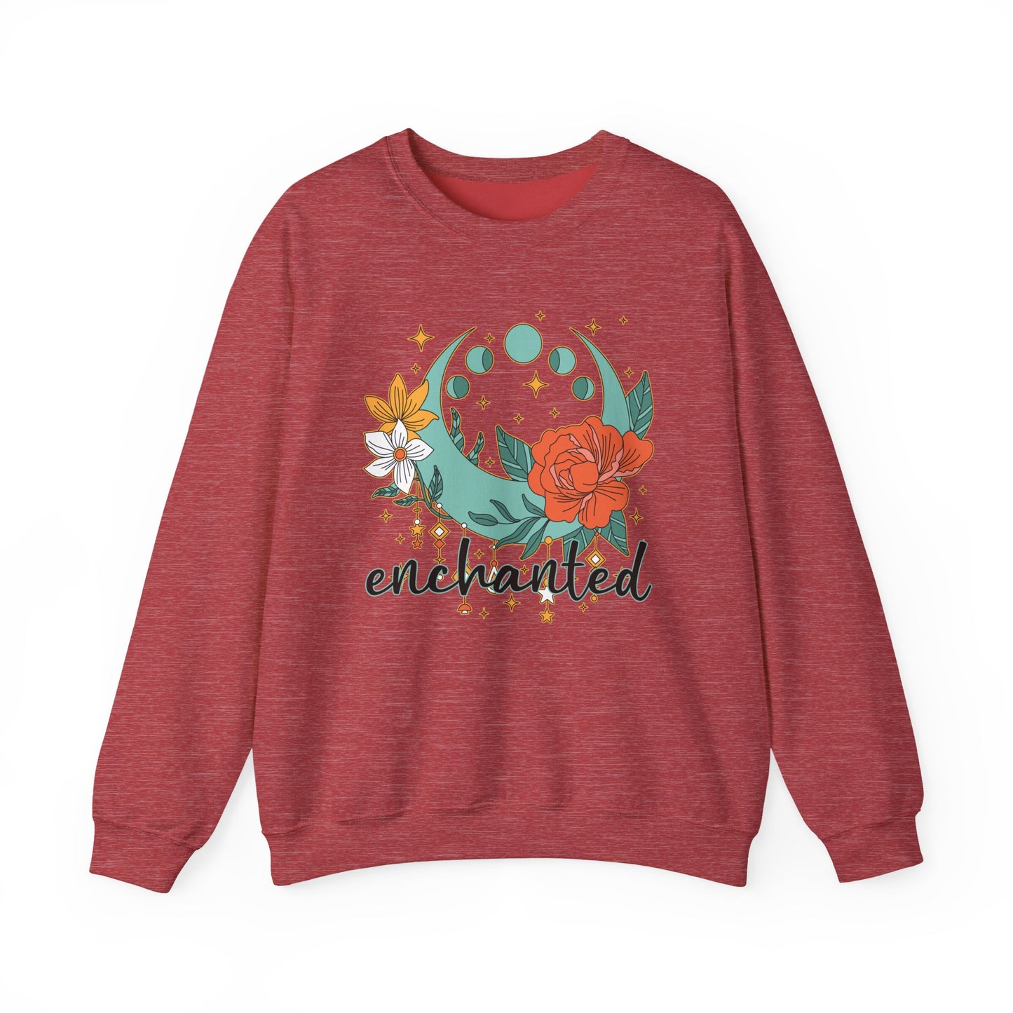 🌸🌙Enchanted — Moon Phases & Floral Comfort Crewneck Sweatshirt