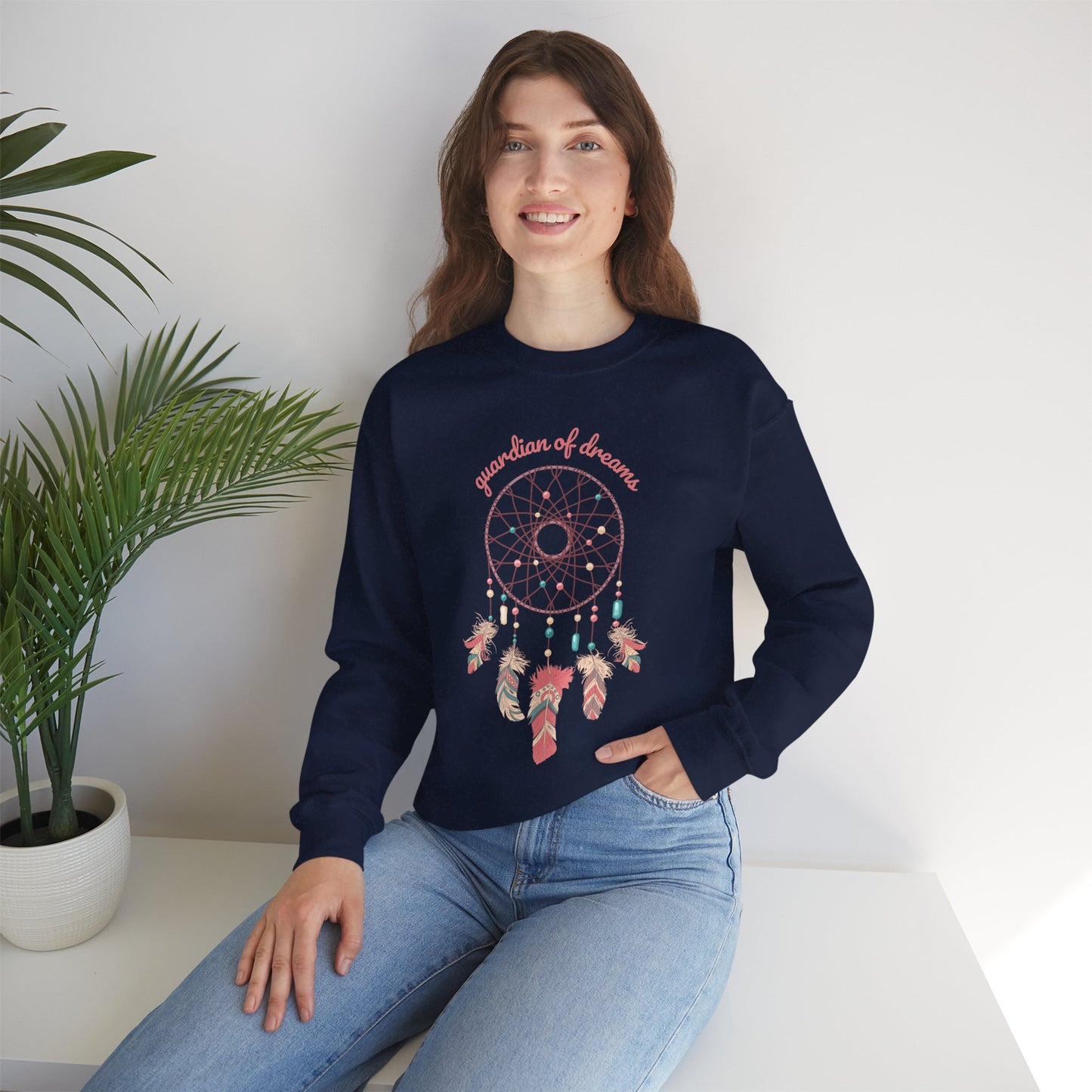 Guardian of Dreams 🌸✨ Boho Dreamcatcher Crewneck Sweatshirt