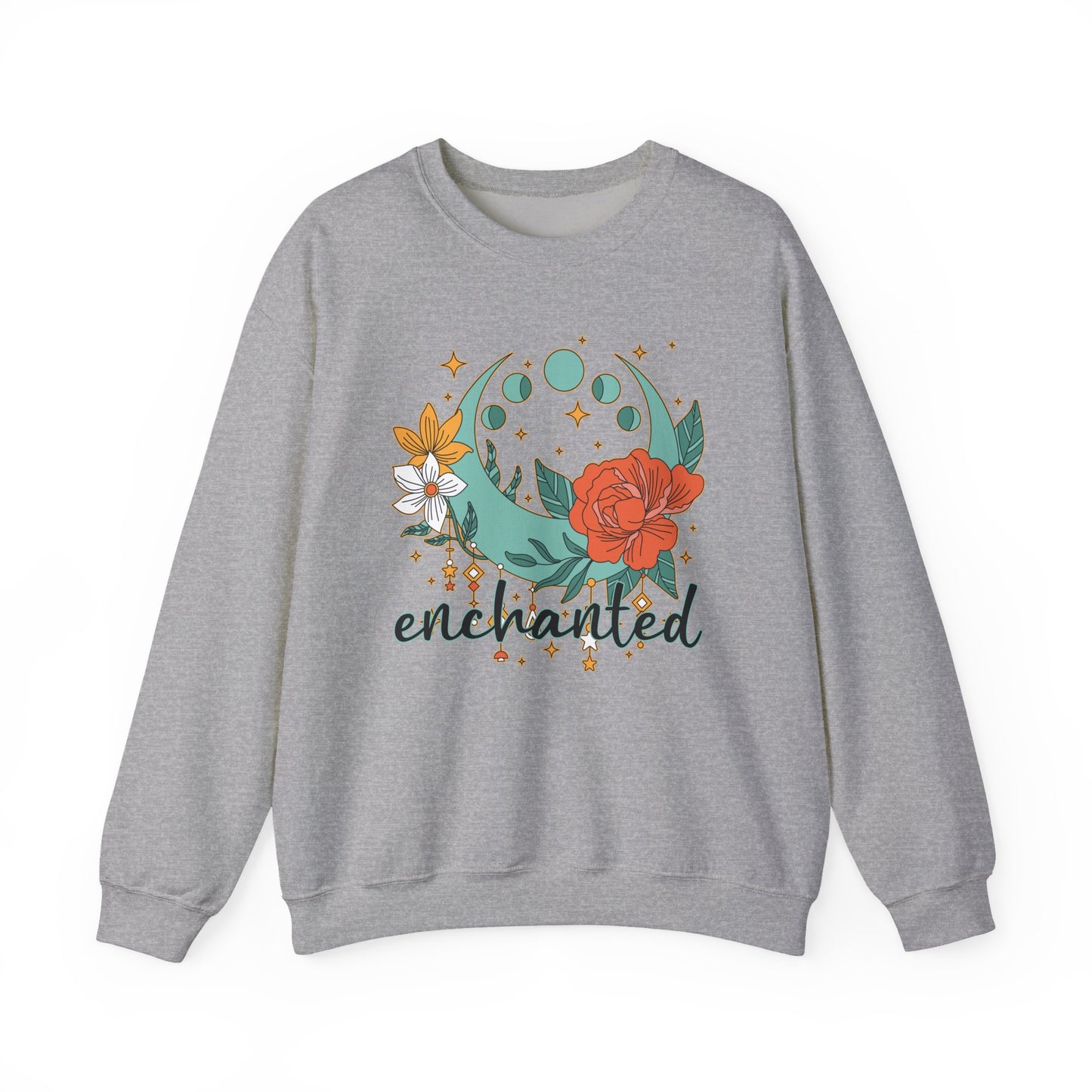 🌸🌙Enchanted — Moon Phases & Floral Comfort Crewneck Sweatshirt