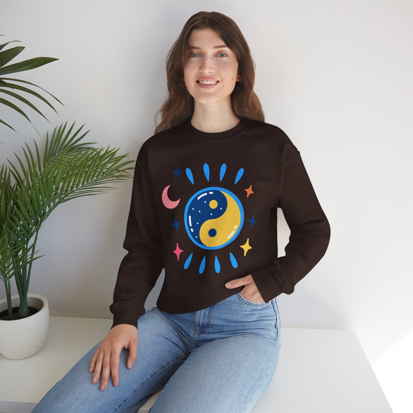 🌗Lunar Balance - Cosmic Flow Crewneck Sweatshirt
