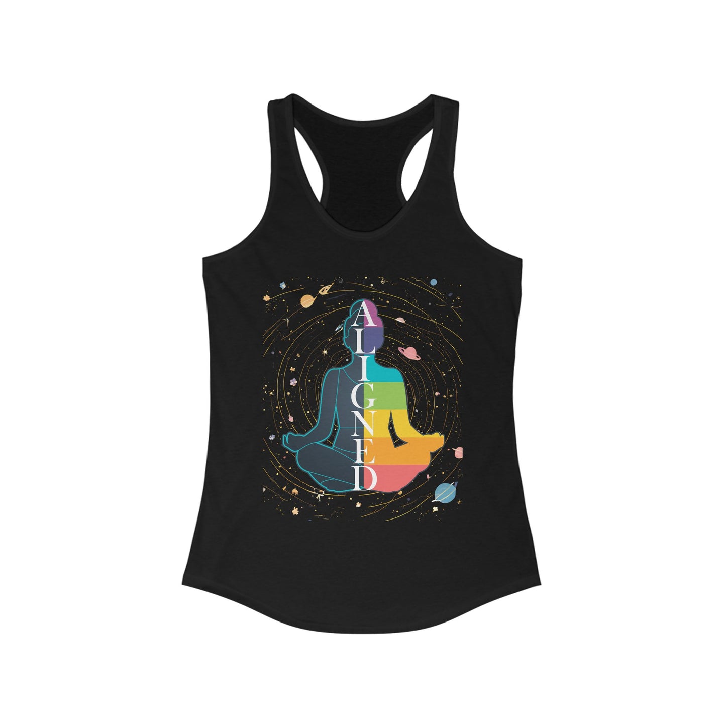Aligned in Cosmos - Chakra Energy - Zen Women's Racerback Tank - Perfect for Yoga and Mindfulness