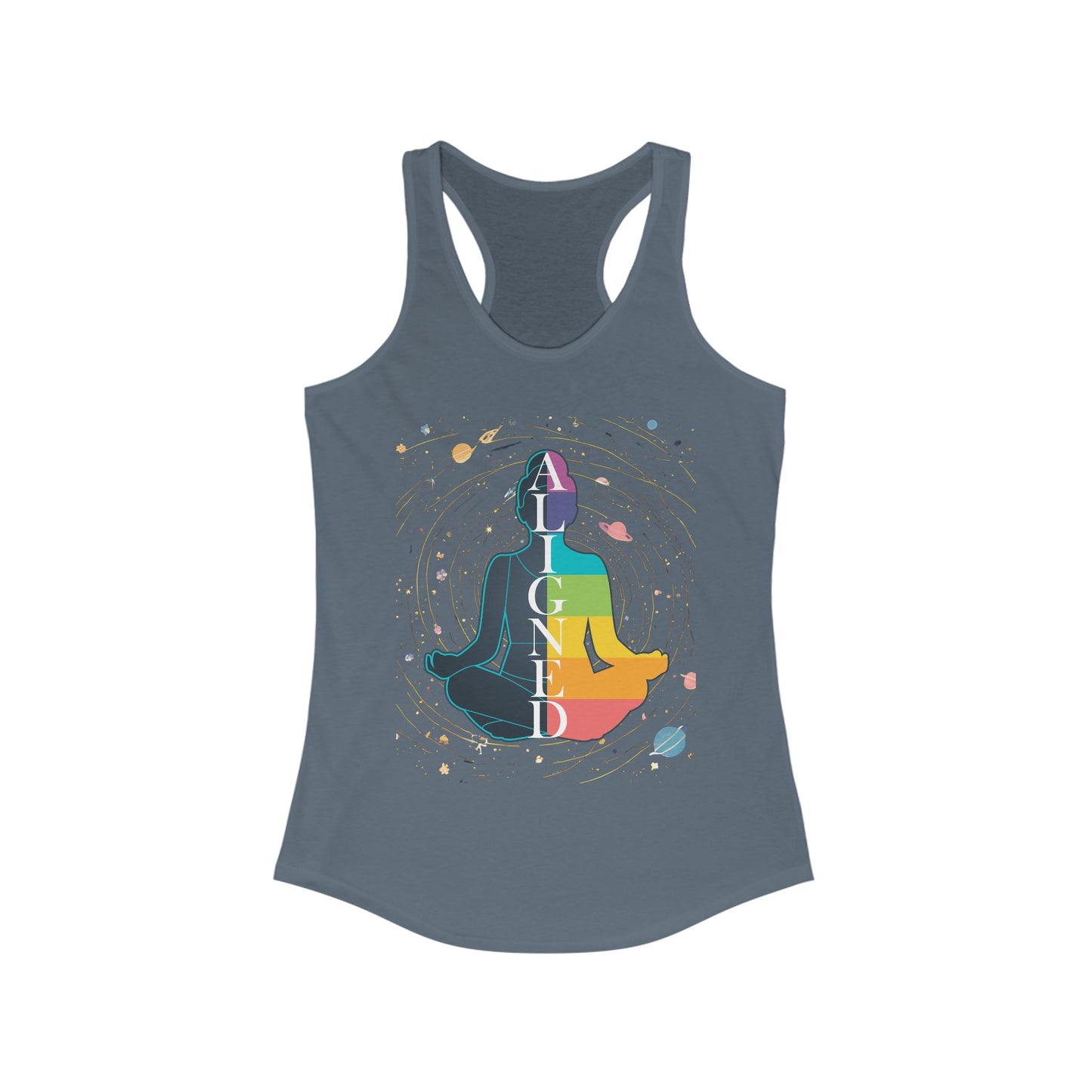 Aligned in Cosmos - Chakra Energy - Zen Women's Racerback Tank - Perfect for Yoga and Mindfulness