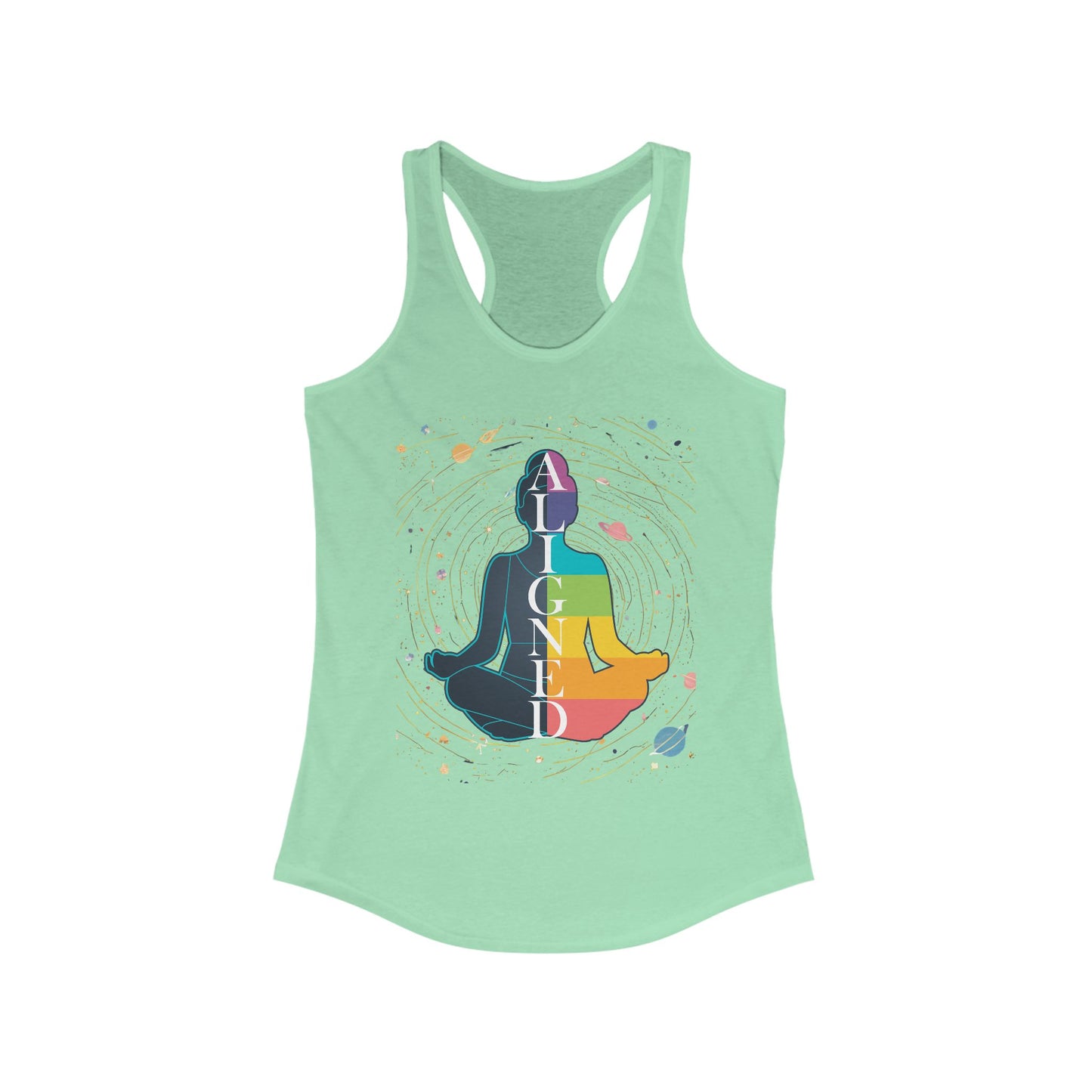 Aligned in Cosmos - Chakra Energy - Zen Women's Racerback Tank - Perfect for Yoga and Mindfulness
