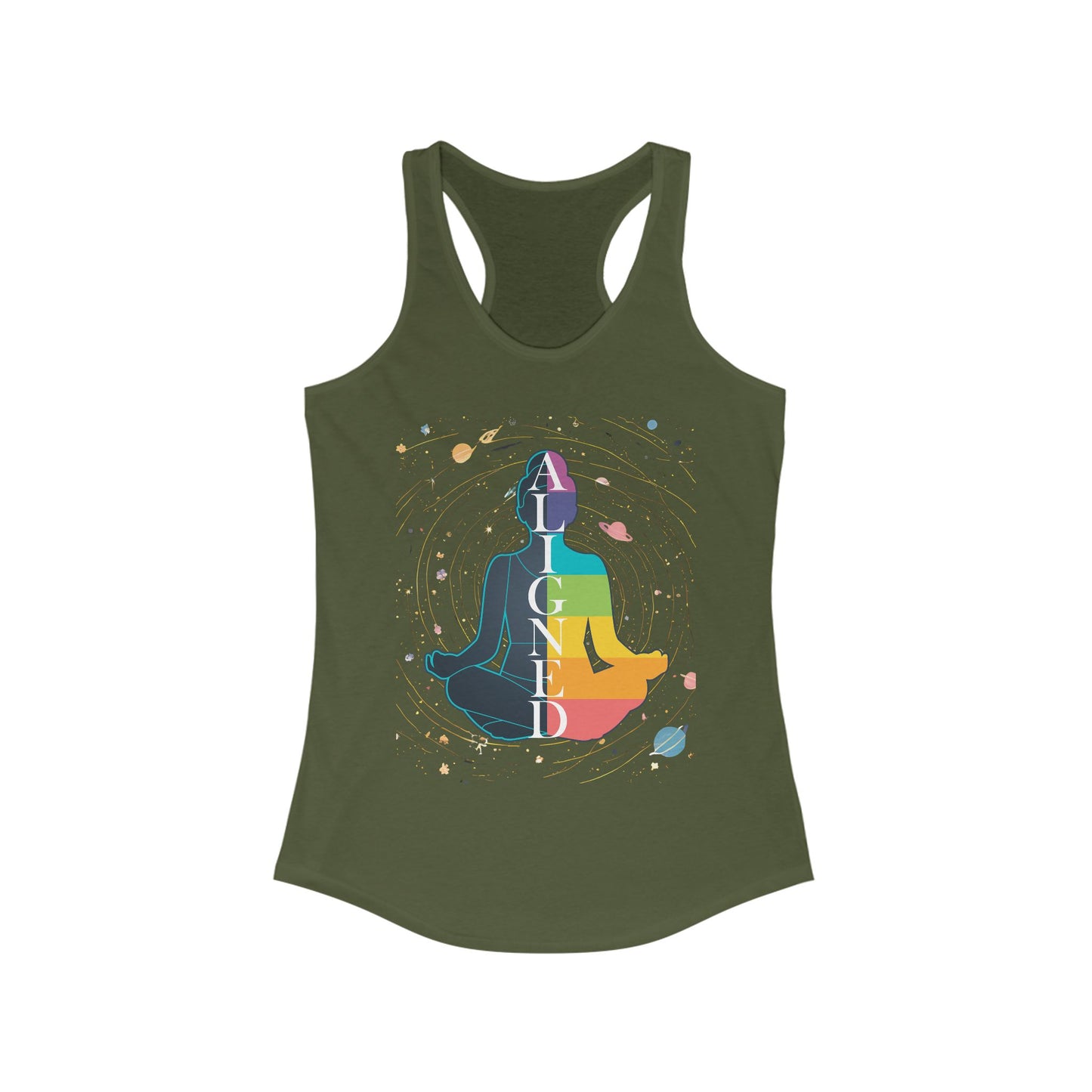 Aligned in Cosmos - Chakra Energy - Zen Women's Racerback Tank - Perfect for Yoga and Mindfulness