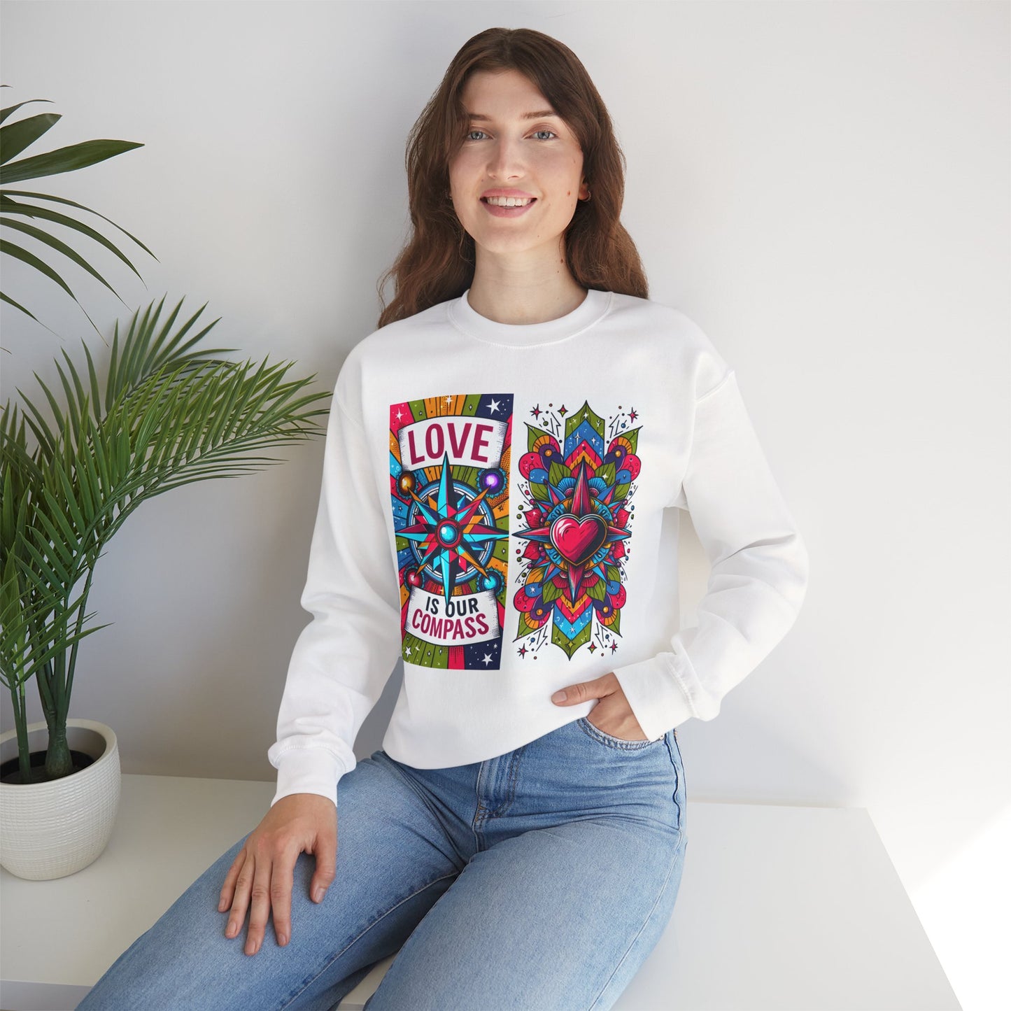 🧭Love Is Our Compass - Guided by the Heart Crewneck Sweatshirt