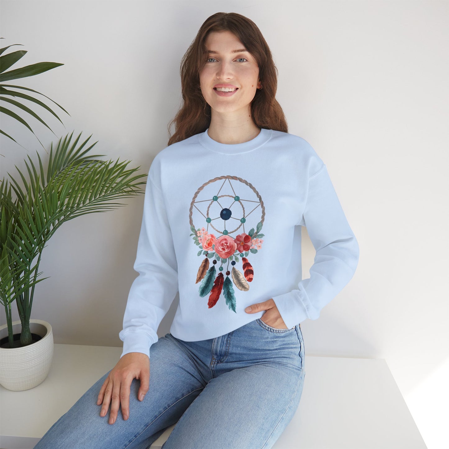 🌙Sacred Dreams - Dreamcatcher & Roses Sweatshirt