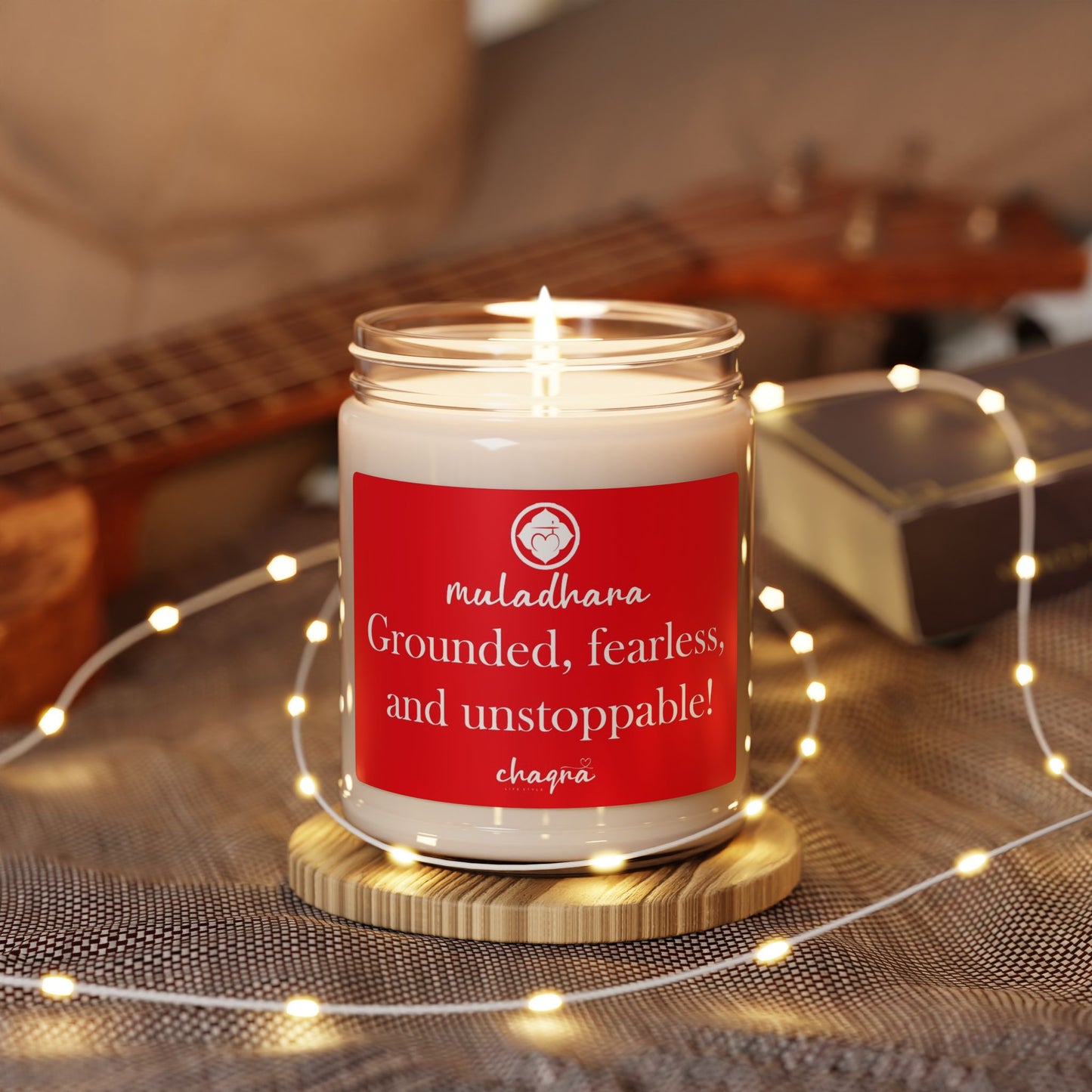 Muladhara CHAQRA Affirmation Candle 9oz. - "Grounded, fearless, and unstoppable!" - Scented Soy Candle