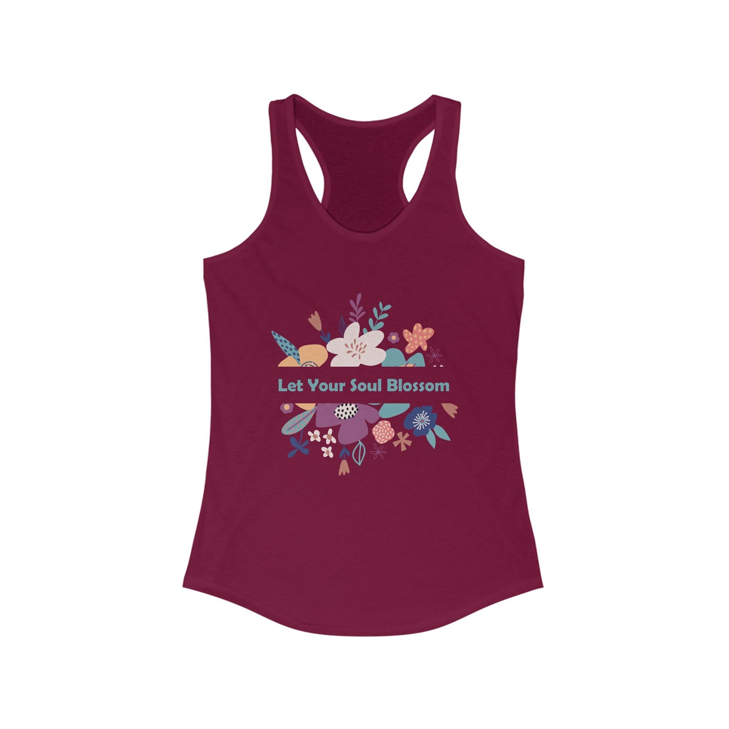 "Let Your Soul Blossom" Floral Racerback Tank Top