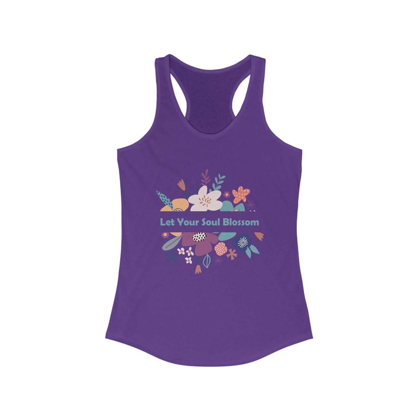 "Let Your Soul Blossom" Floral Racerback Tank Top