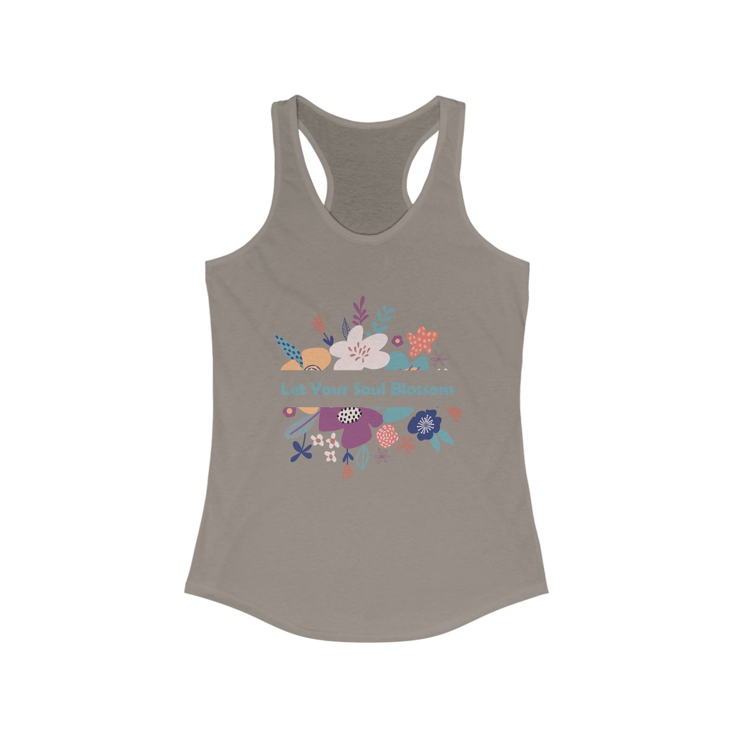 "Let Your Soul Blossom" Floral Racerback Tank Top