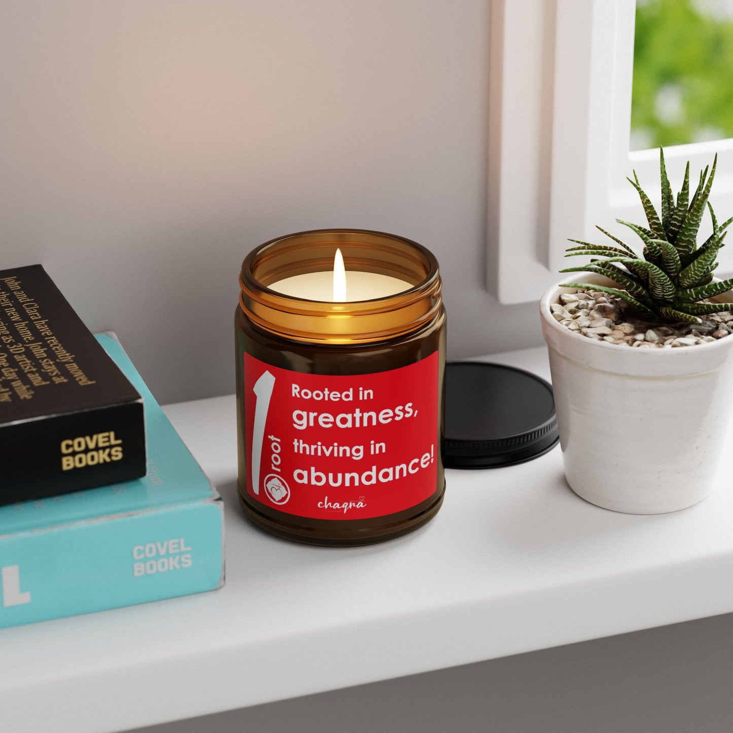 ROOT CHAQRA Affirmation Candle 9oz.- "Rooted in greatness, thriving in abundance!" - Scented Soy Candle