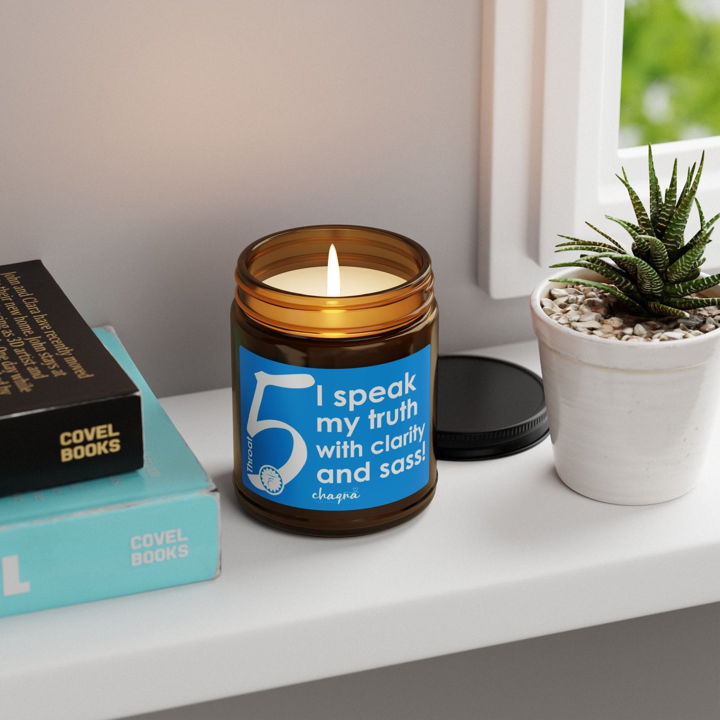 THROAT CHAQRA Affirmation Candle 9oz. - "I speak my truth with clarity and sass!" - Scented Soy Candle