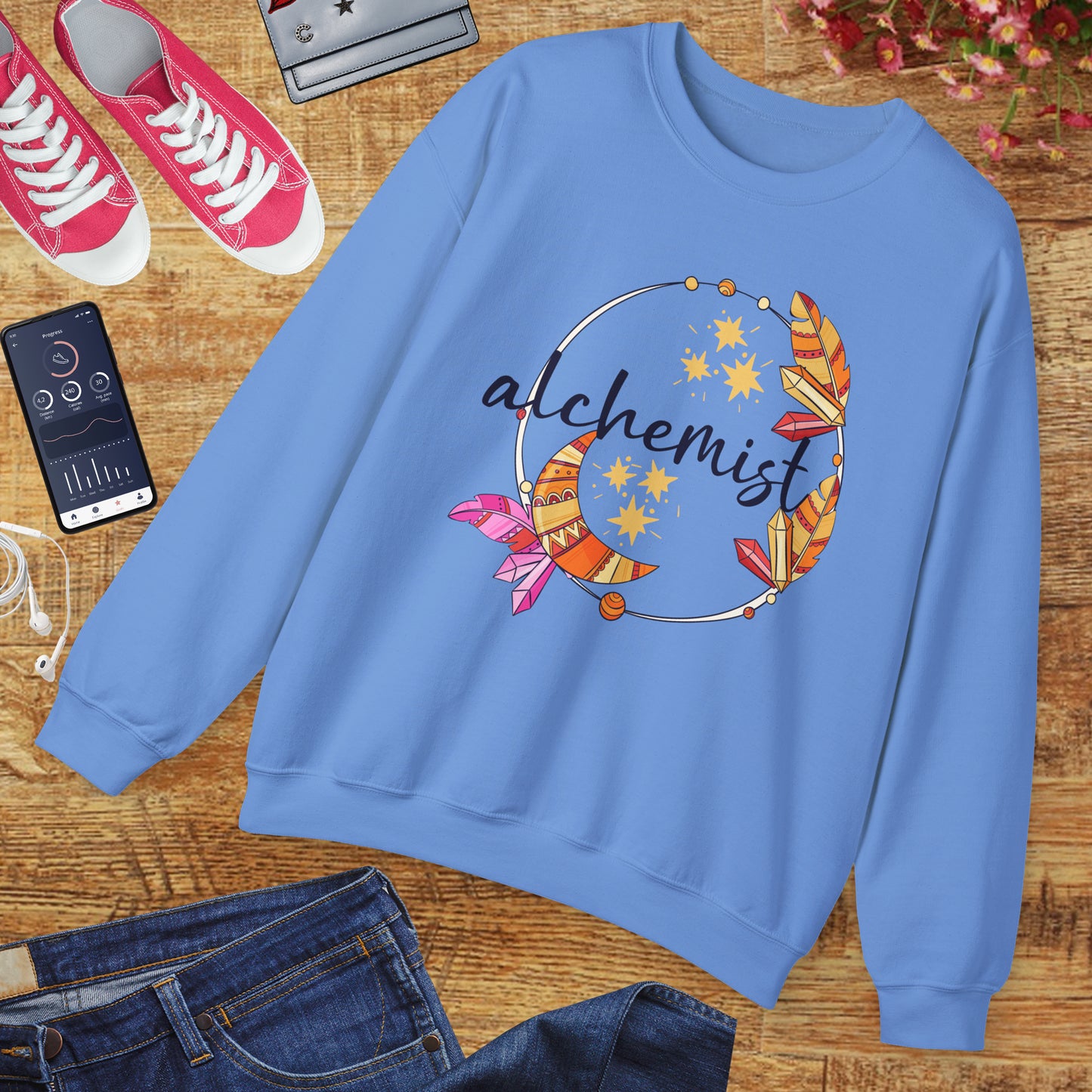 🌙The Inner Alchemist - Boho Crystal Moon Crewneck Sweatshirt