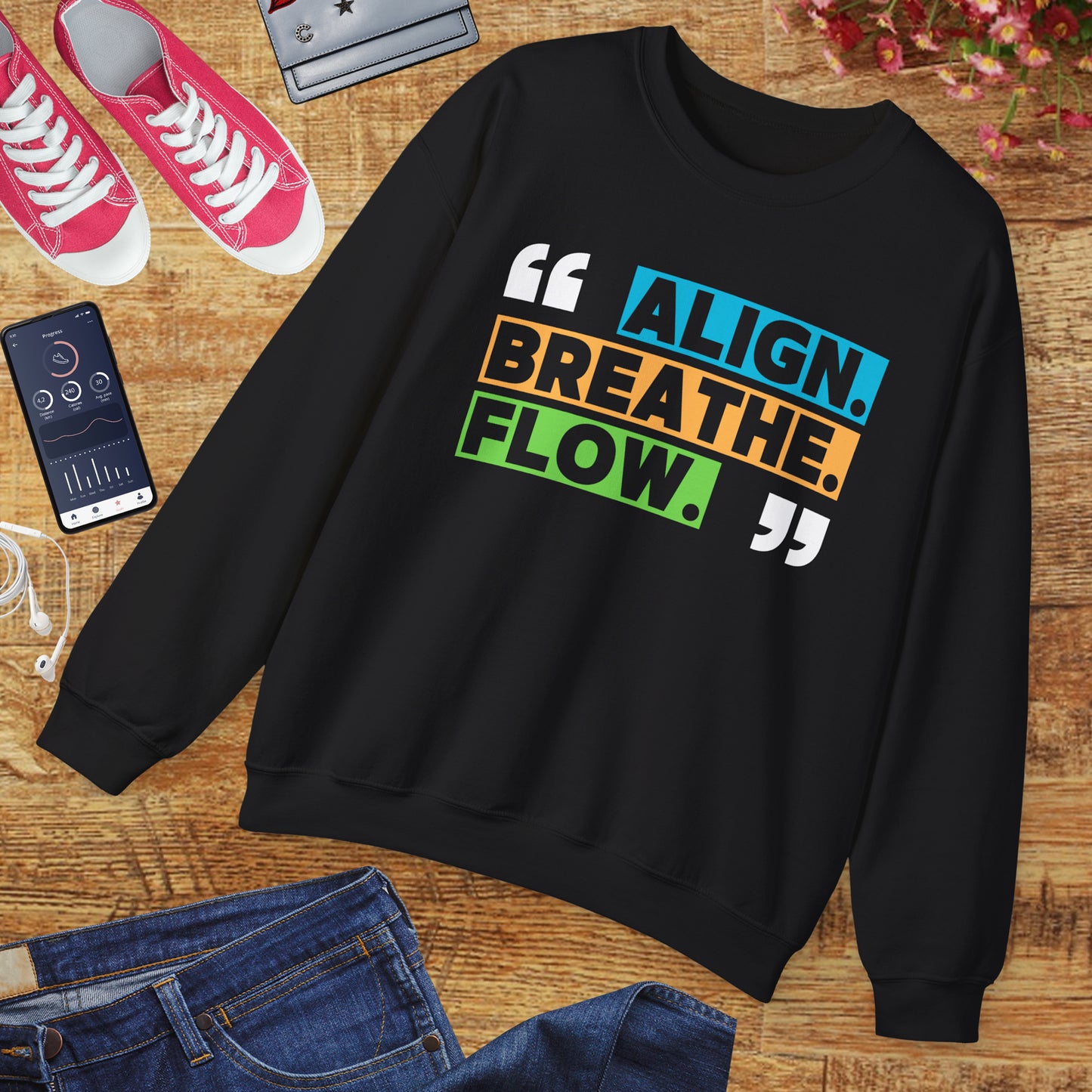 🌙“Align. Breathe. Flow.” - A Crewneck Sweatshirt for Mindful Moments