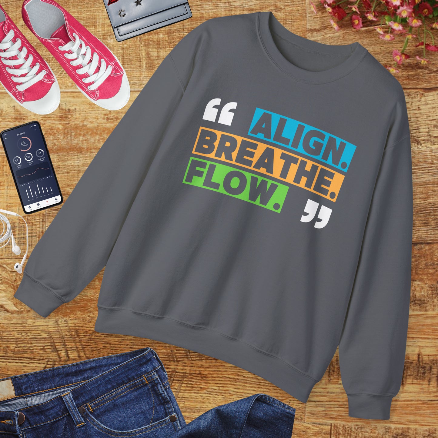 🌙“Align. Breathe. Flow.” - A Crewneck Sweatshirt for Mindful Moments