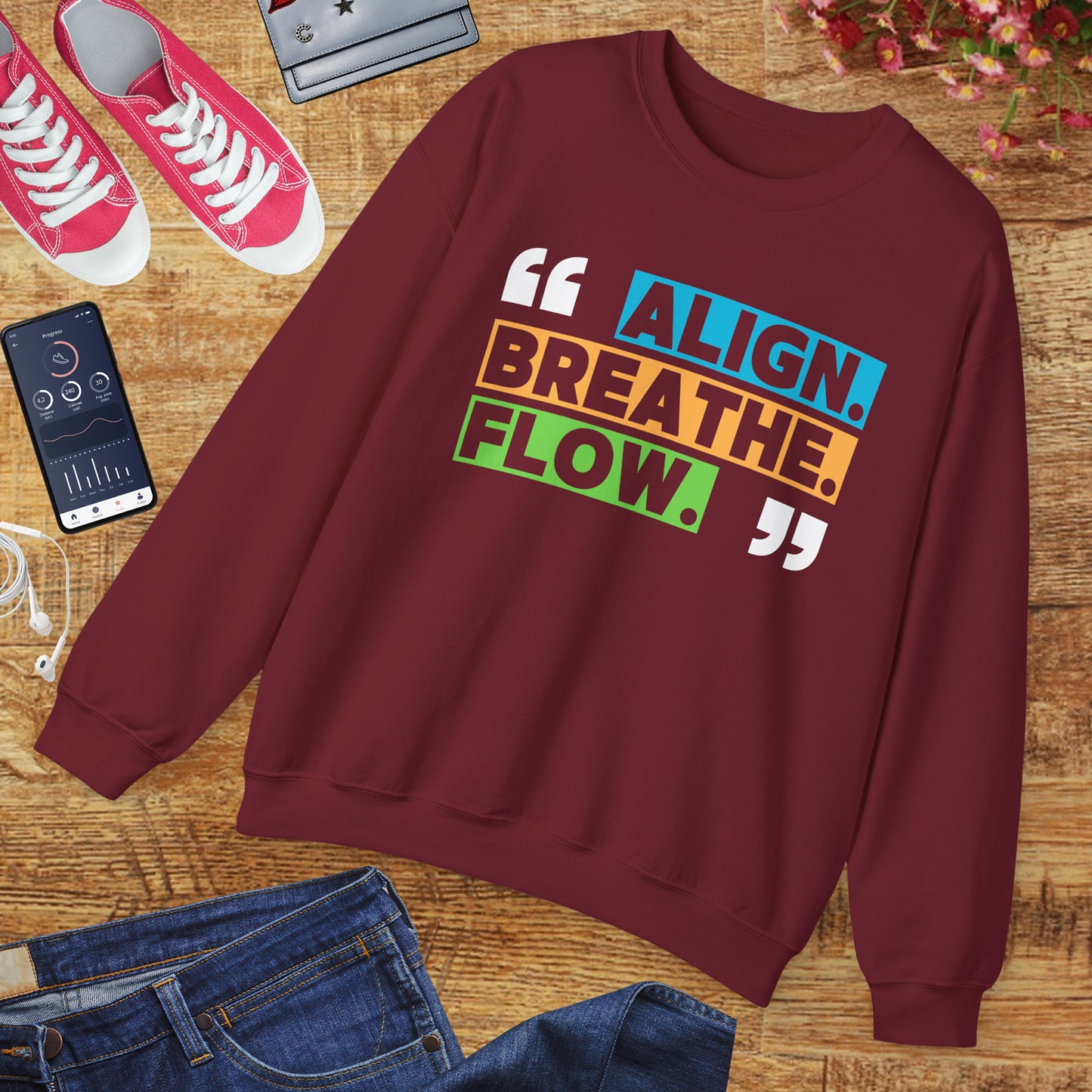 🌙“Align. Breathe. Flow.” - A Crewneck Sweatshirt for Mindful Moments